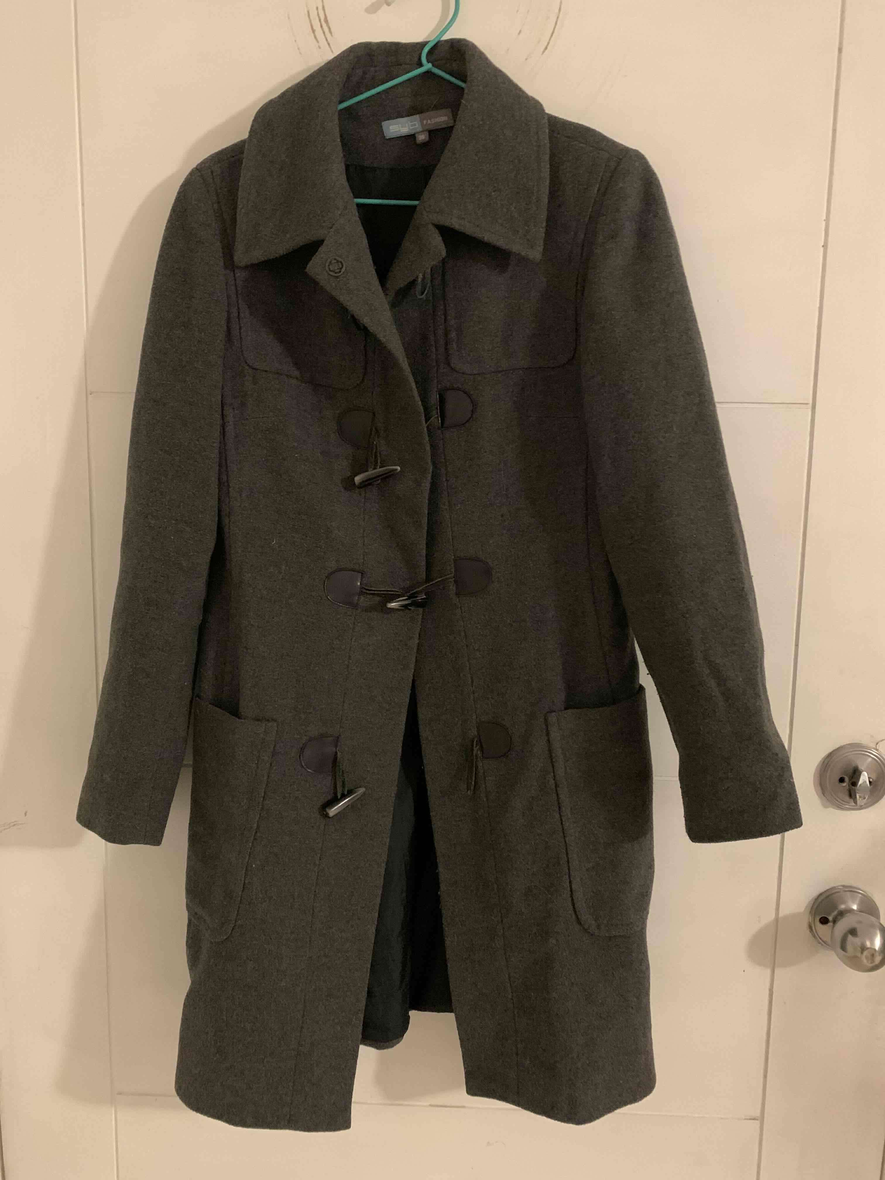 Abrigo montgomery mujer  gris con cierre frontal - miniatura 1