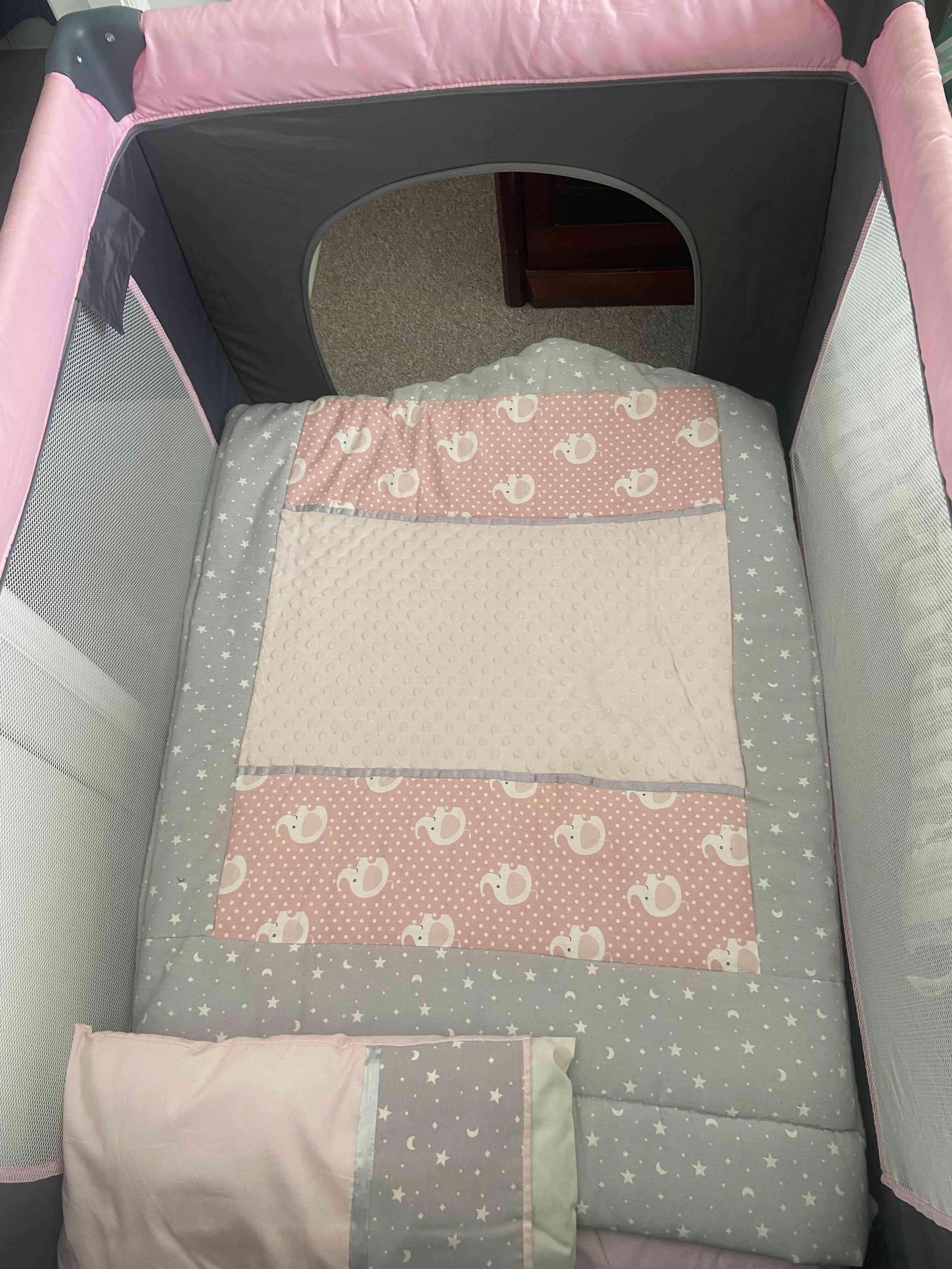 Cuna corral plegable rosa - miniatura 2