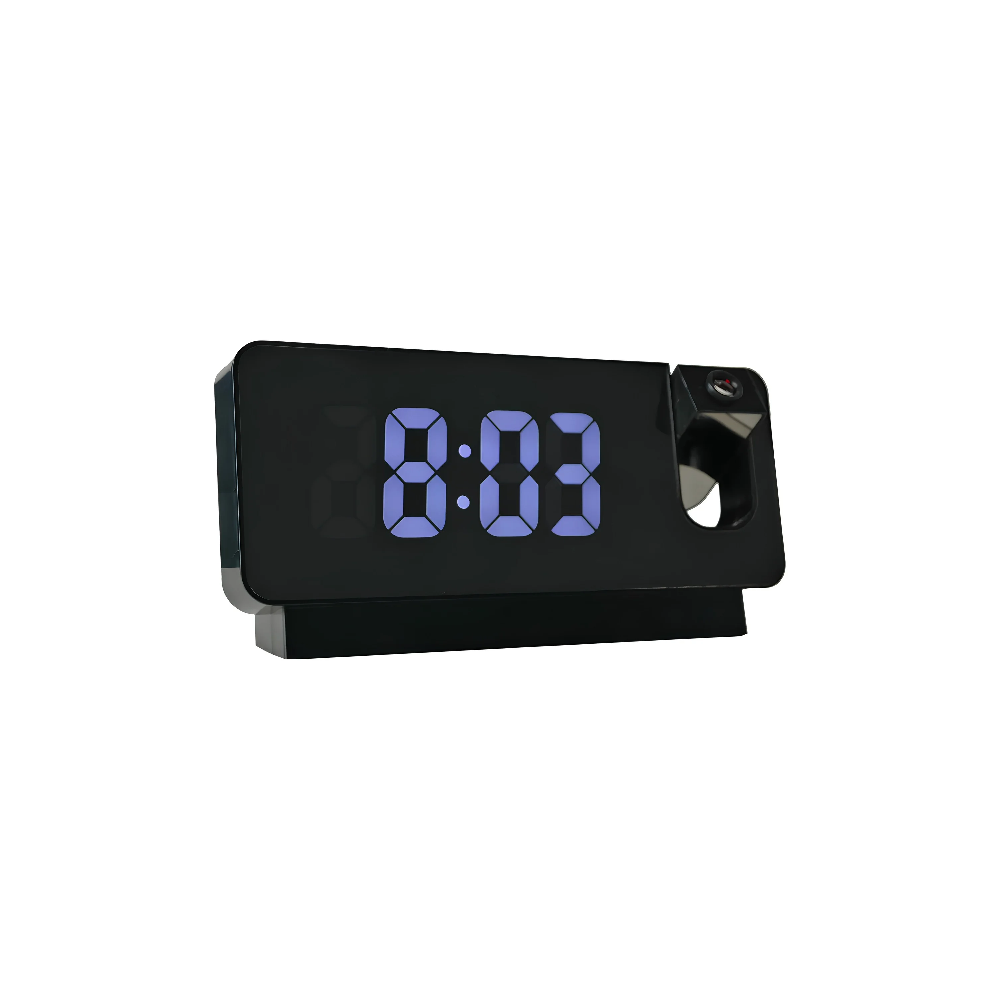 Reloj despertador digital negro con proyector - miniatura 1