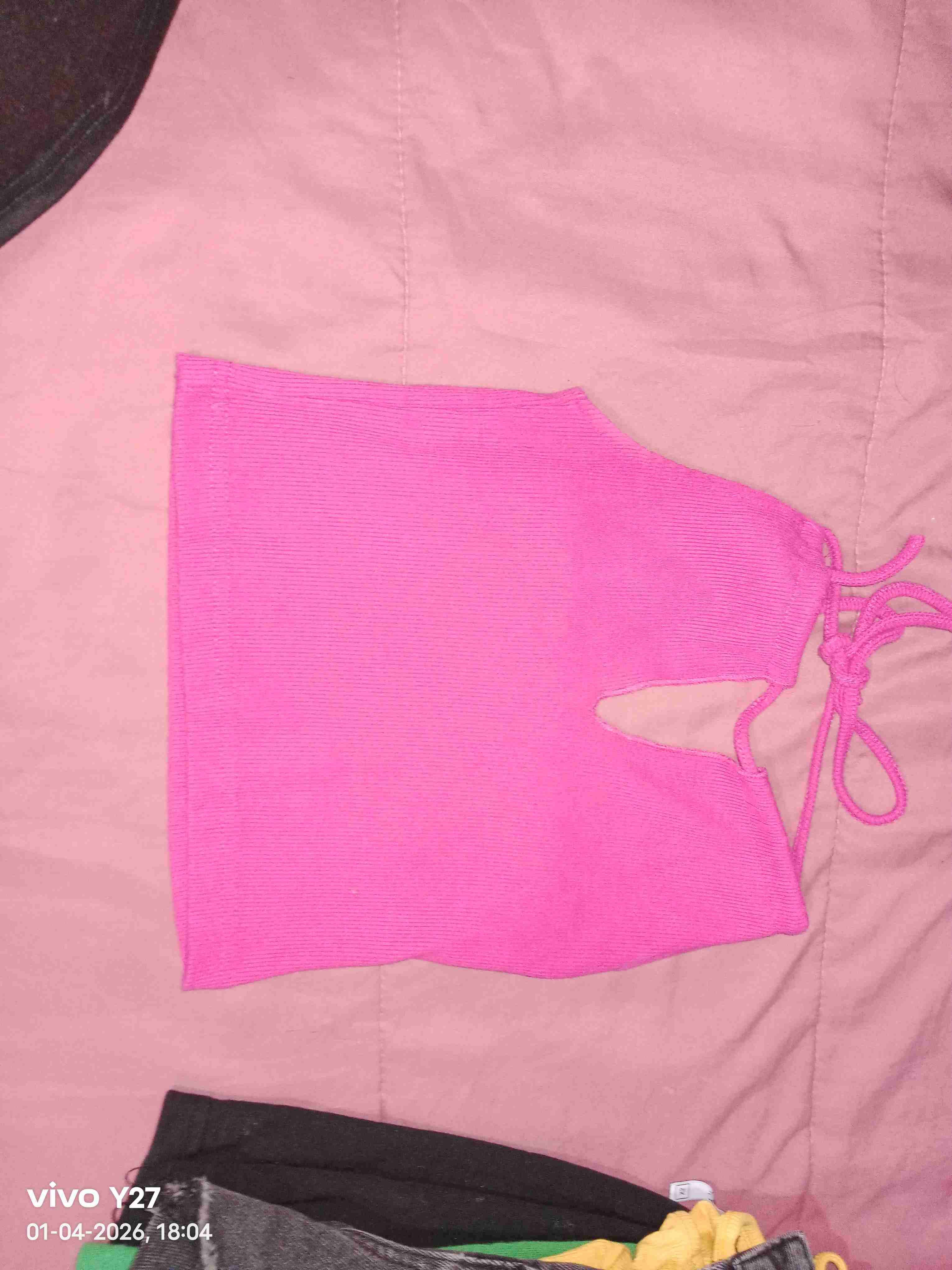 Top tejido rosa sin mangas