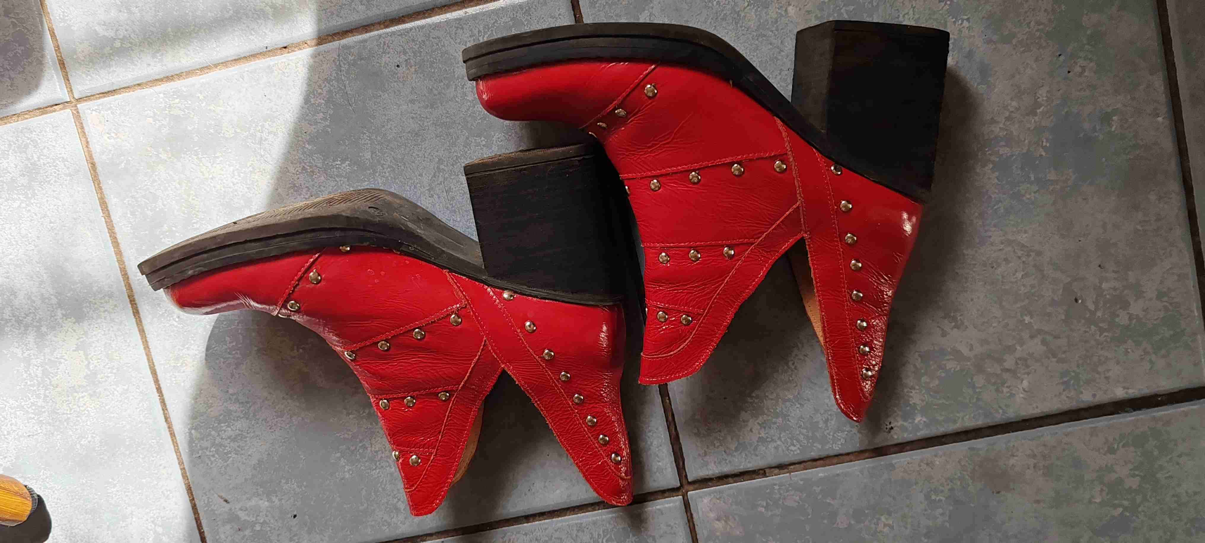 Botines de cuero con taco grueso - miniatura 3