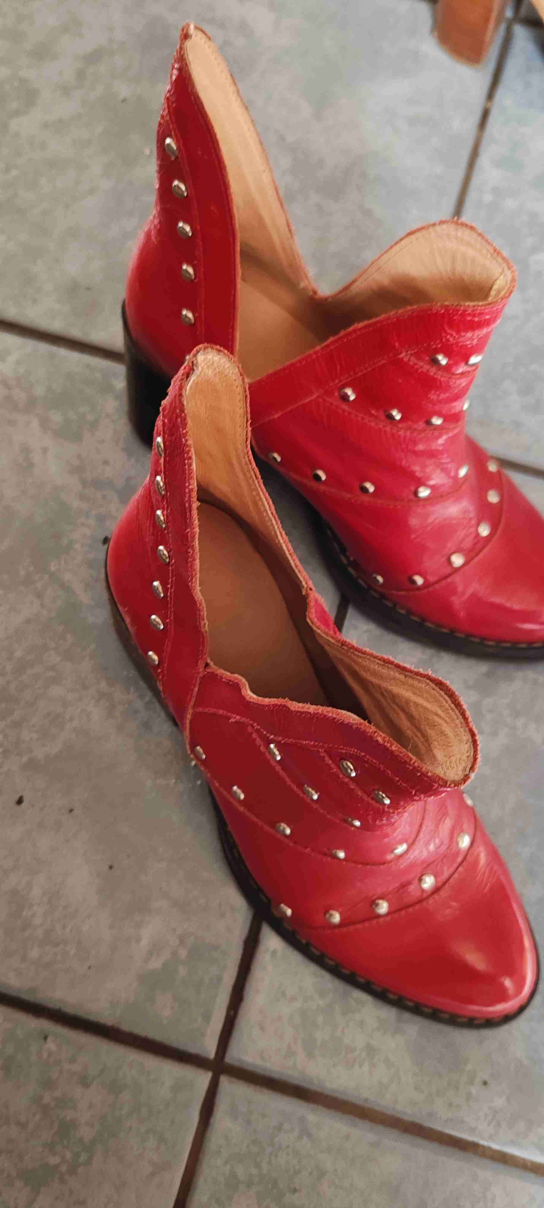 Botines de cuero con taco grueso - miniatura 4