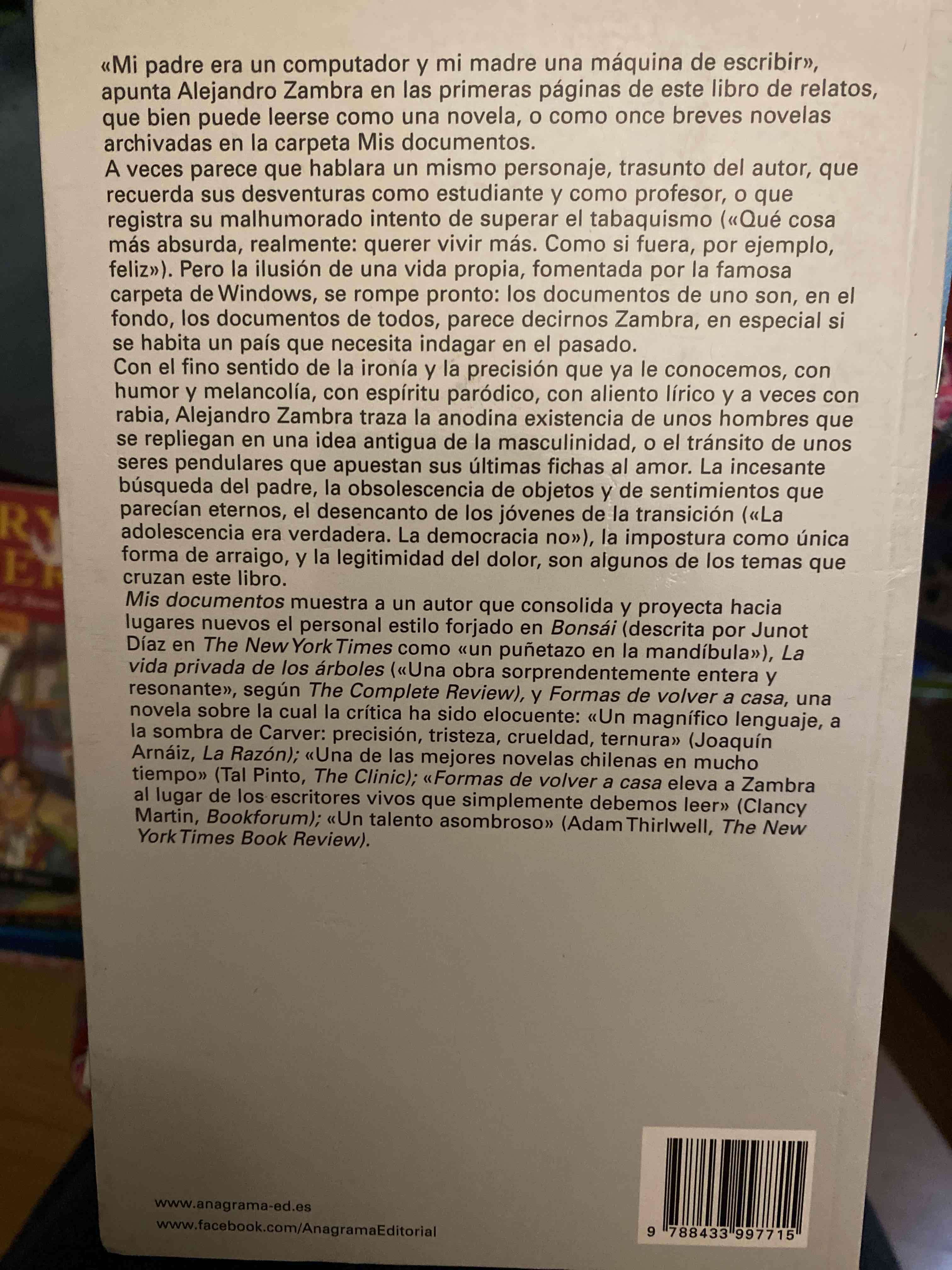Libro Mis documentos - Alejandro Zambra - 2