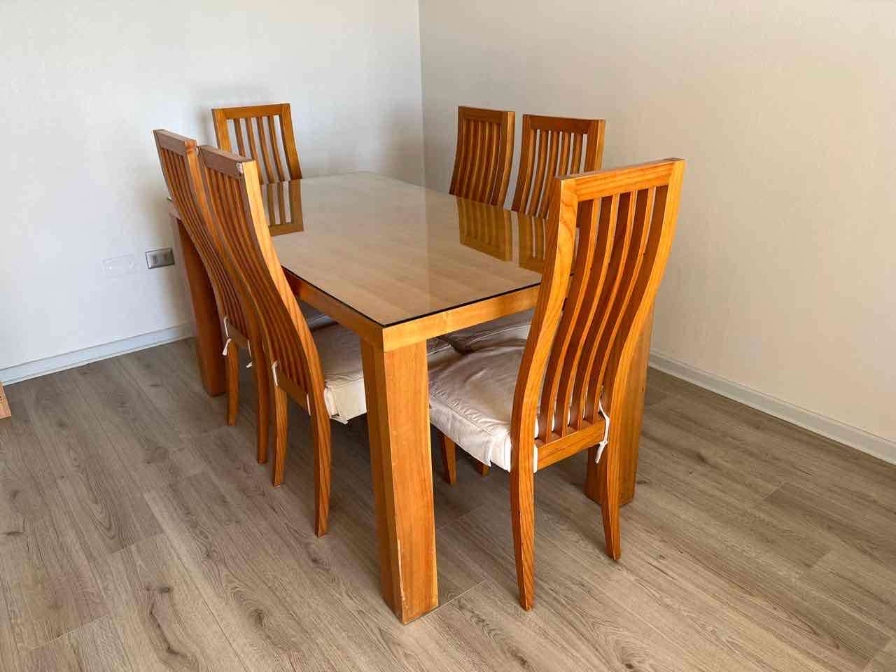 Comedor madera con vidrio 6 sillas - 2