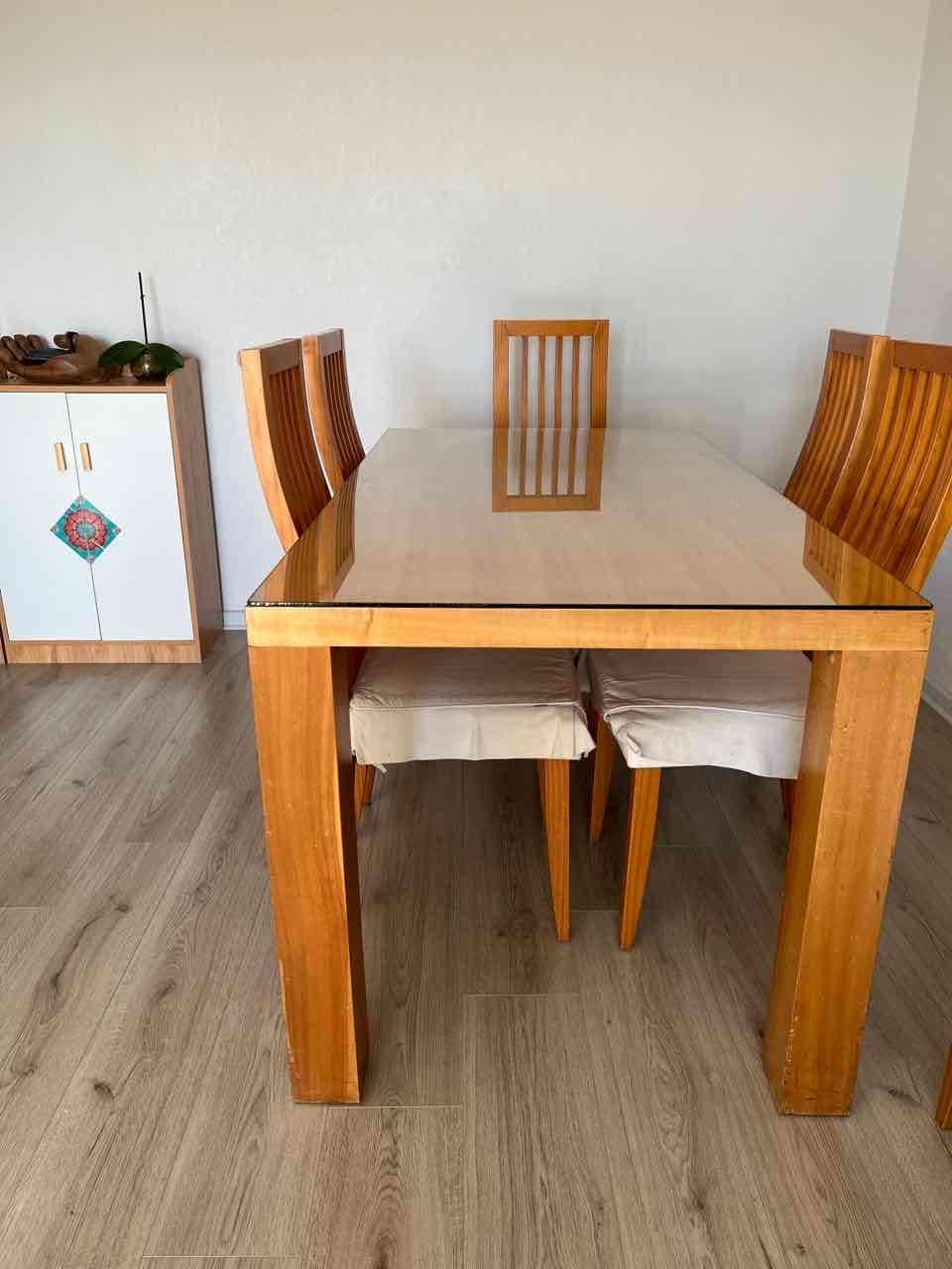 Comedor madera con vidrio 6 sillas - 5