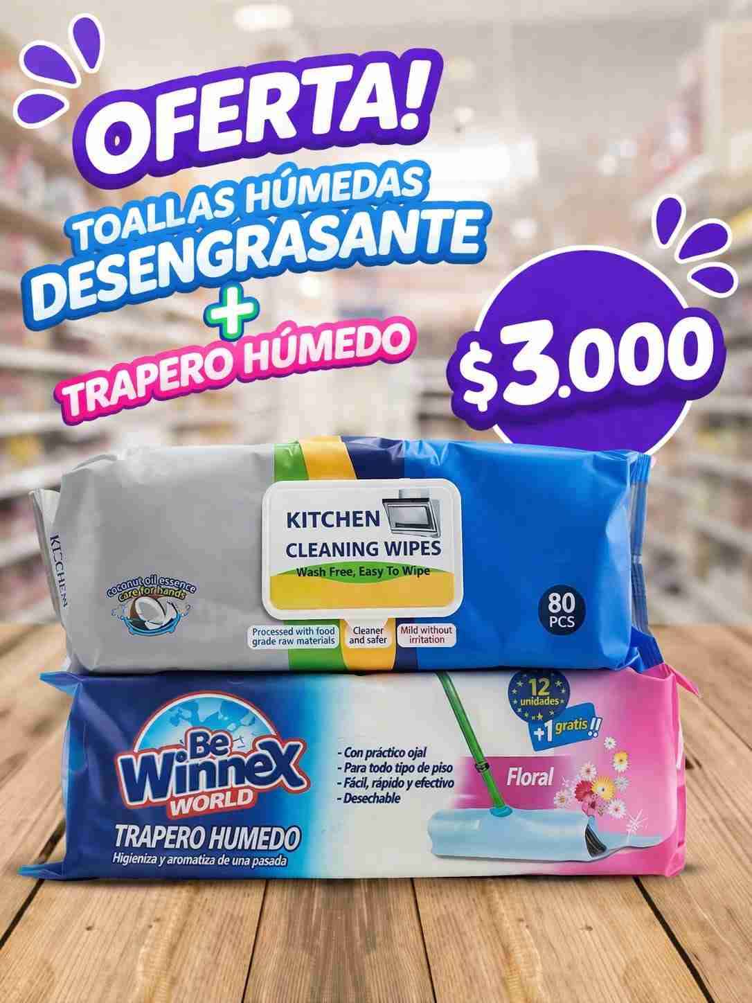 Combo toallas y trapeador húmedo