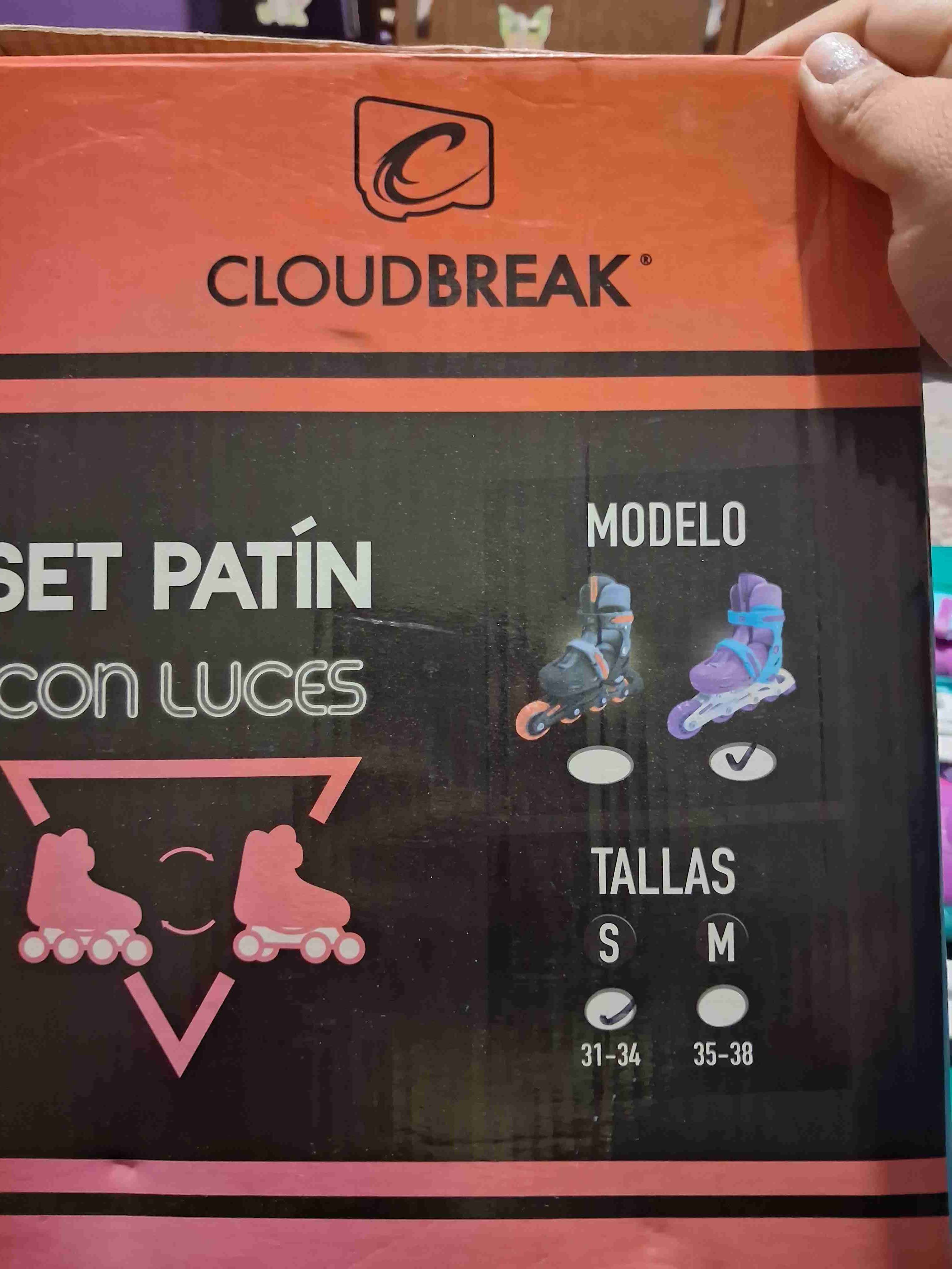 Set de patines morados con luces y casco - miniatura 5