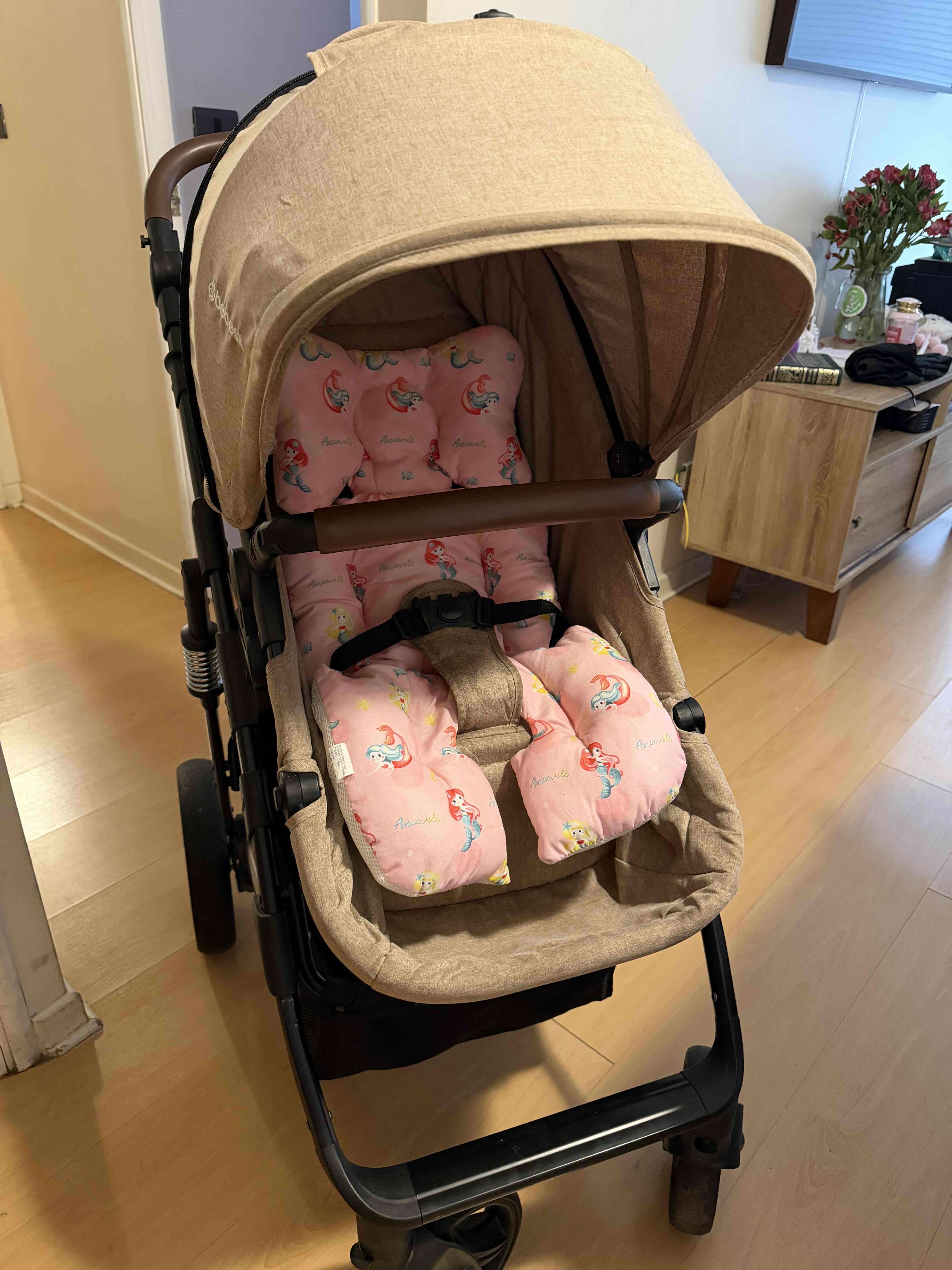 Coche cuna para bebé beige - 1