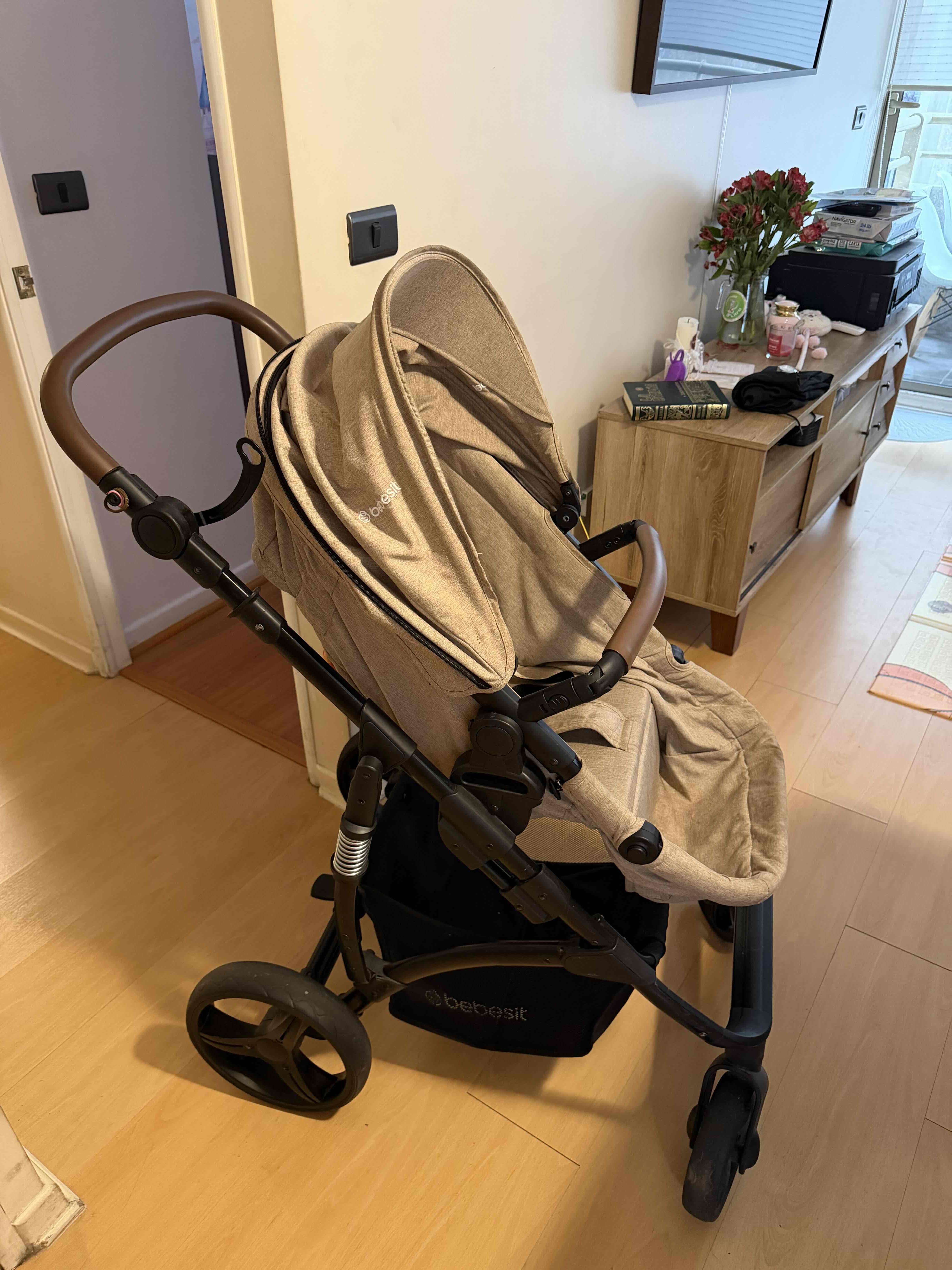 Coche cuna para bebé beige - 3