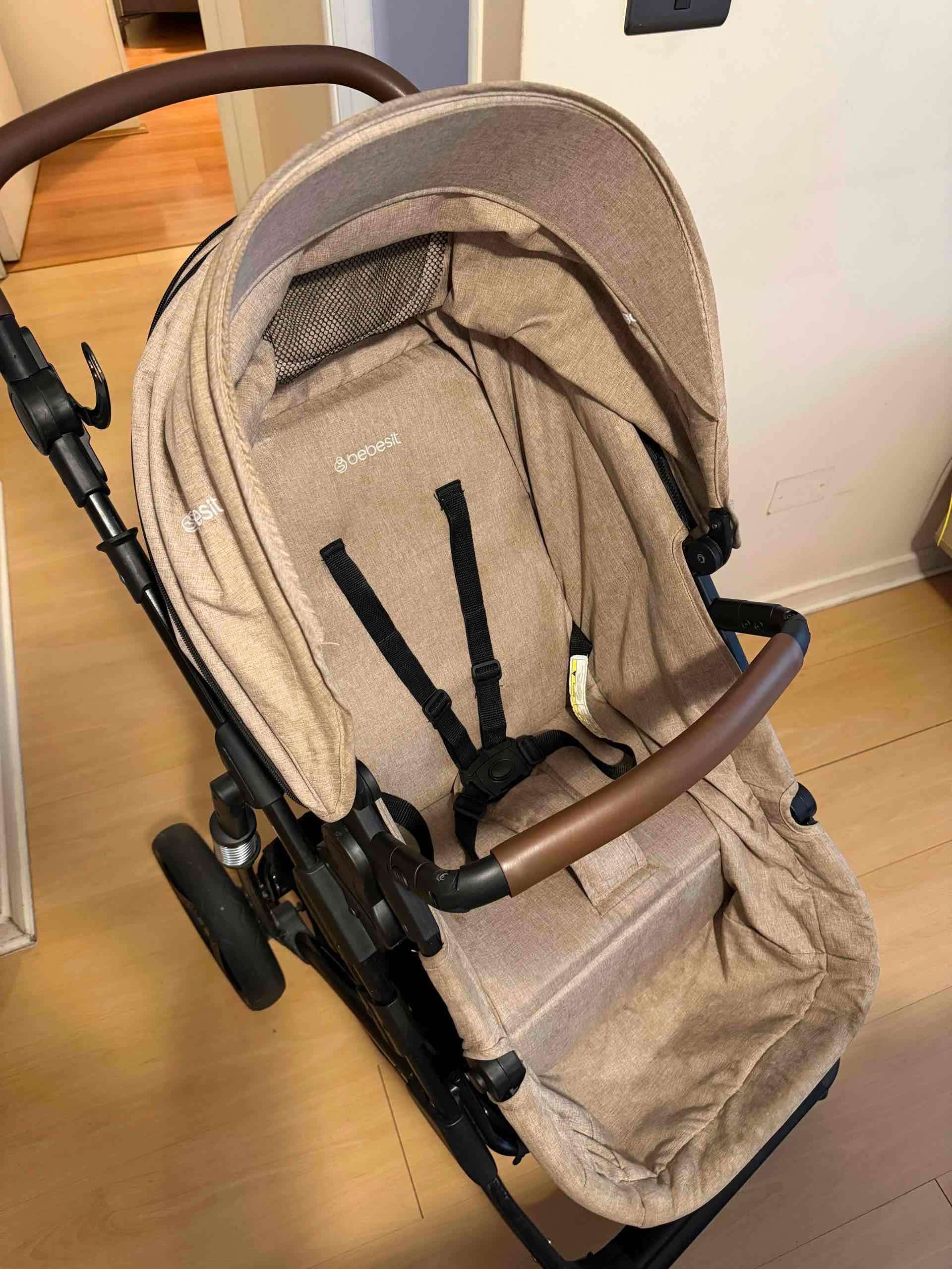 Coche cuna para bebé beige - 4