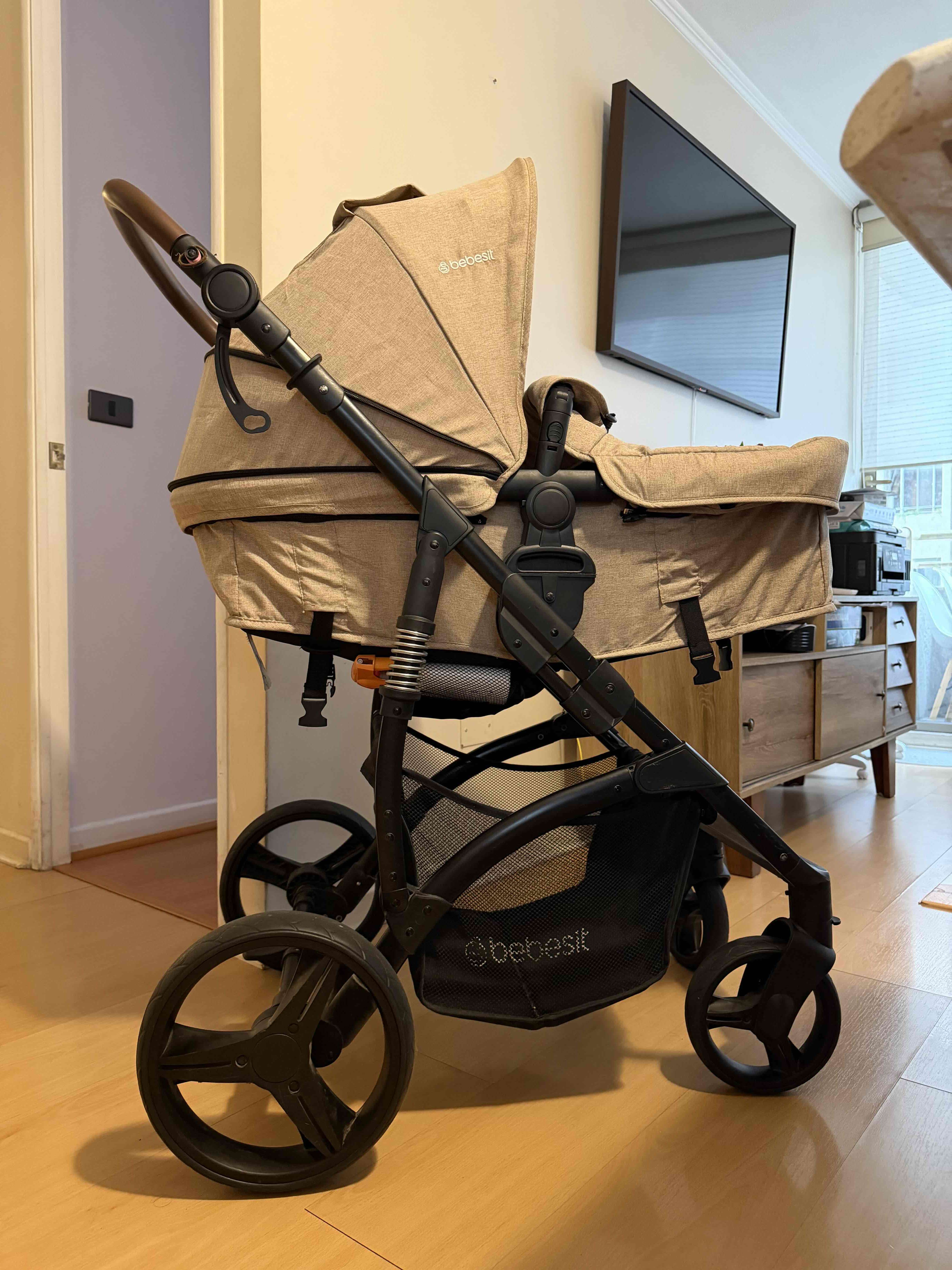 Coche cuna para bebé beige - 6