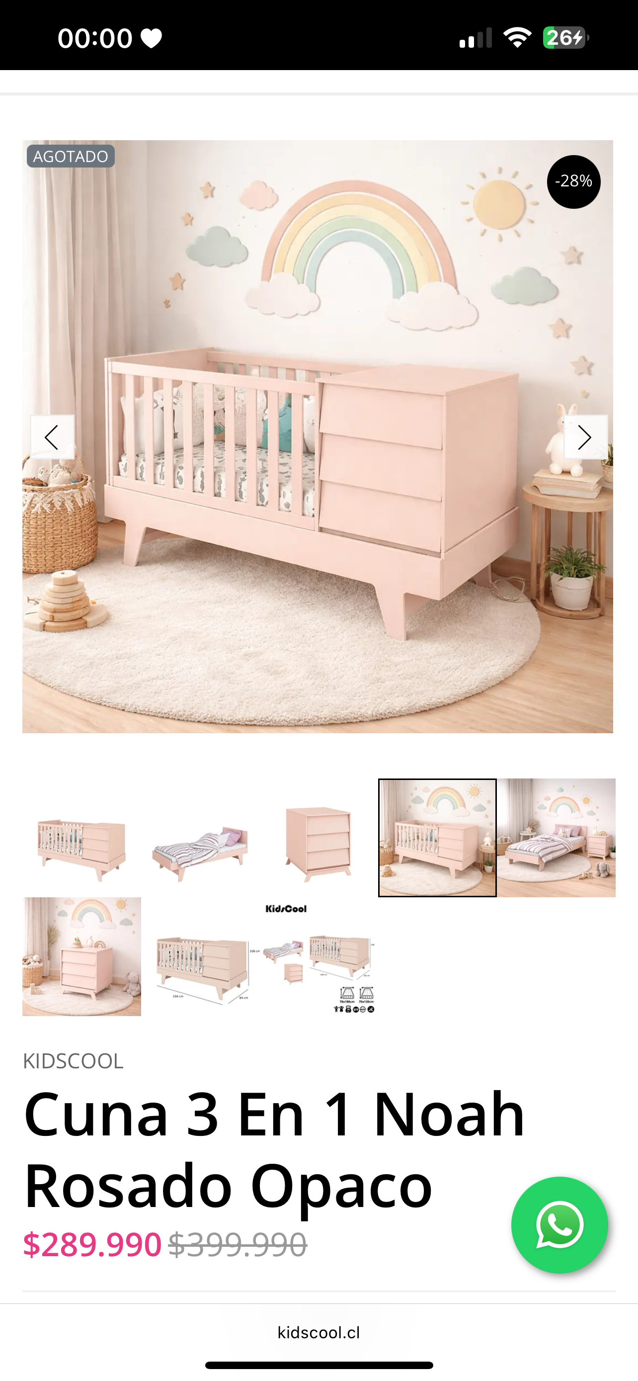 Cuna 3 en 1 Rosada KIDSCOOL - 4