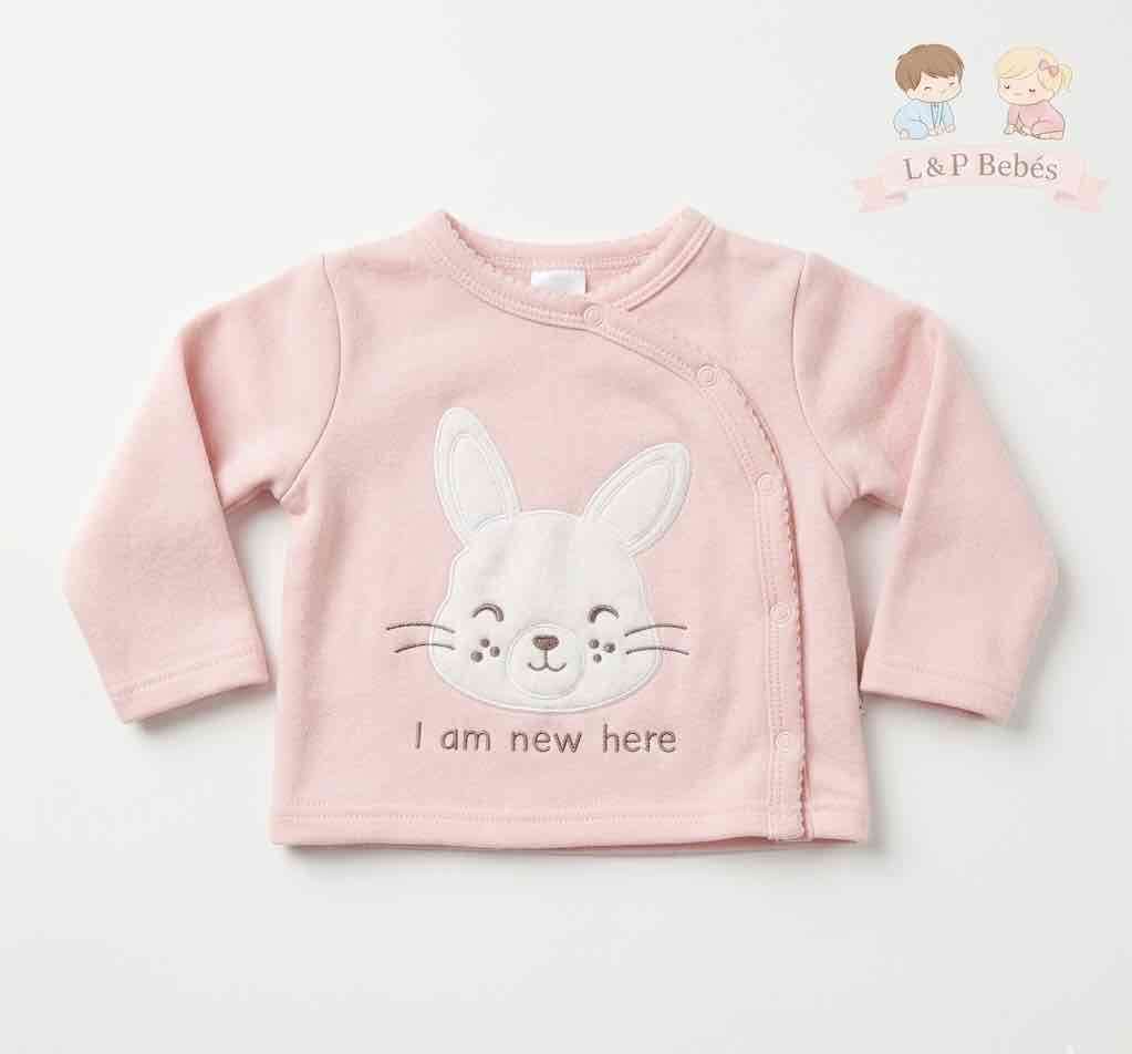 Polera bebé rosa con conejo - 1