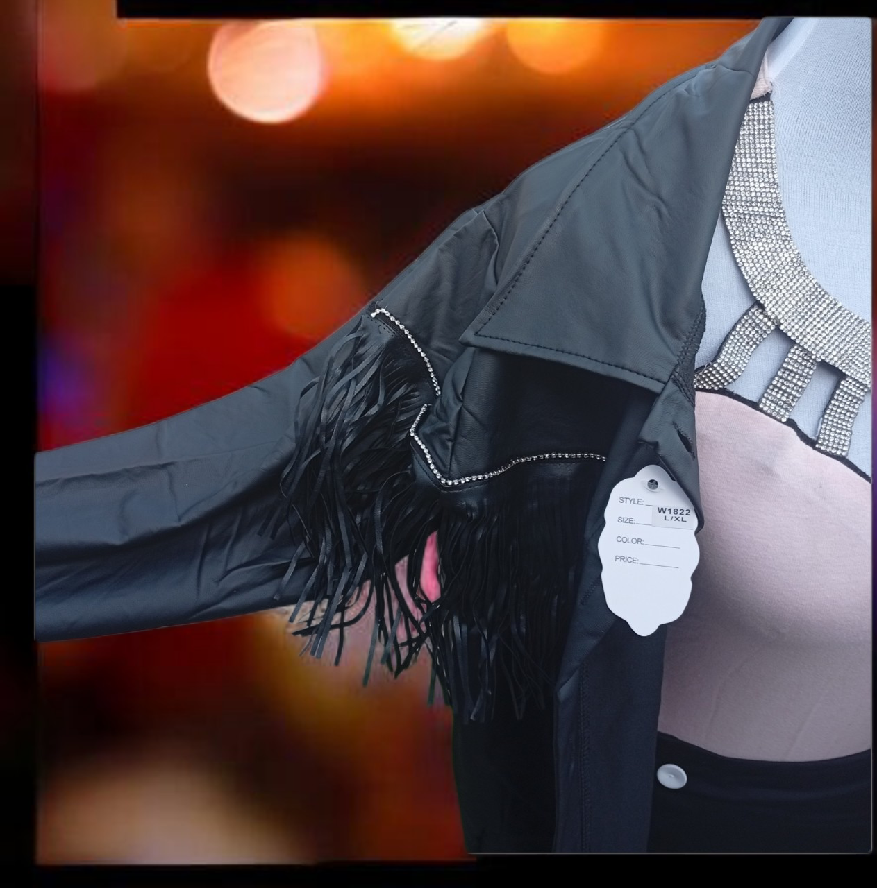 Chaqueta negra con flecos - miniatura 2