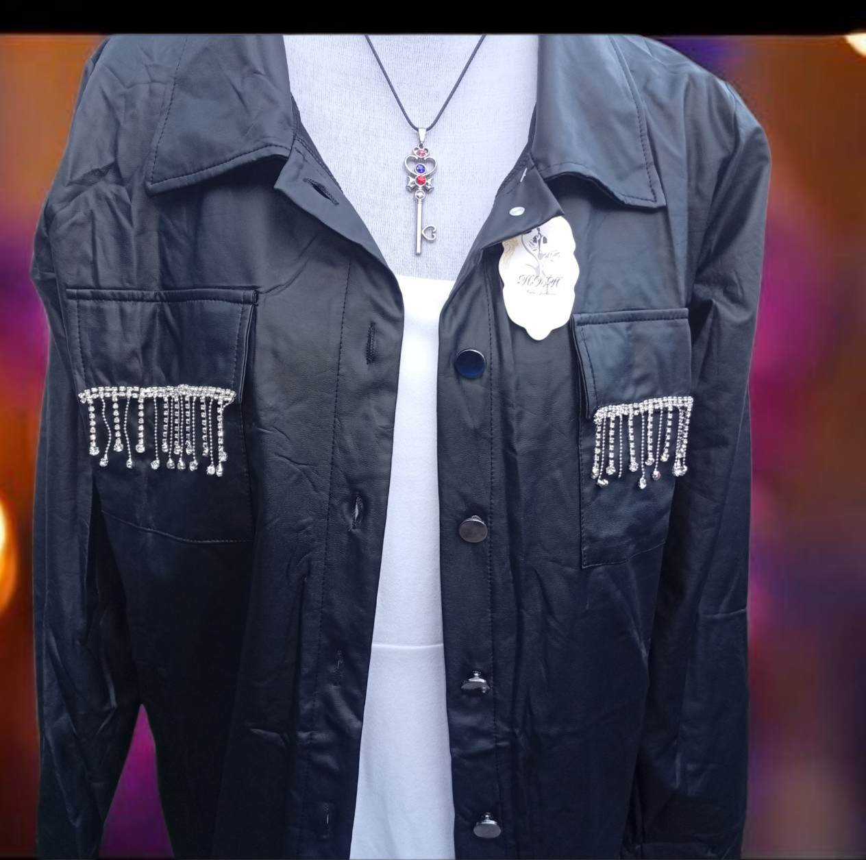 Chaqueta negra con flecos - miniatura 3