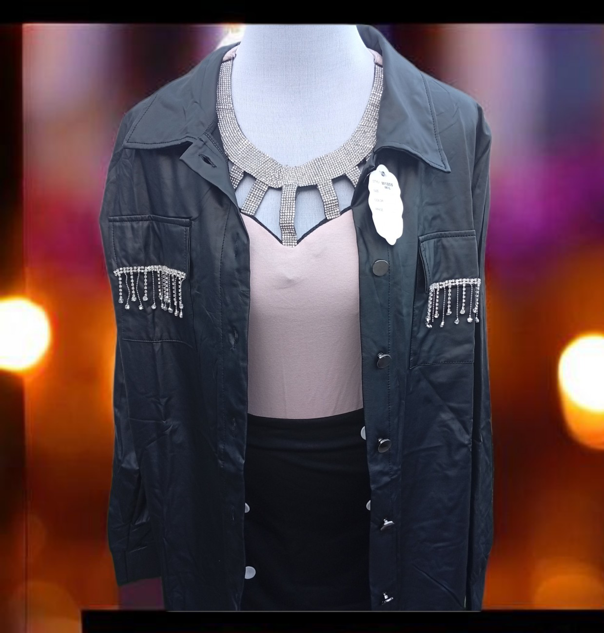 Chaqueta negra con flecos - miniatura 4