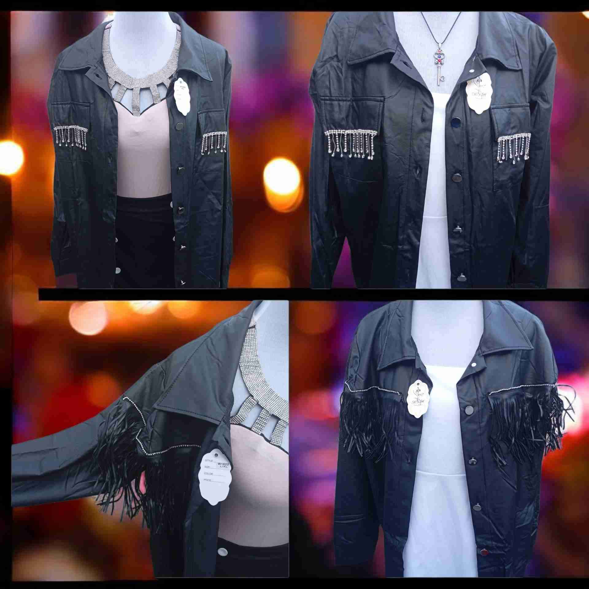 Chaqueta negra con flecos - miniatura 5