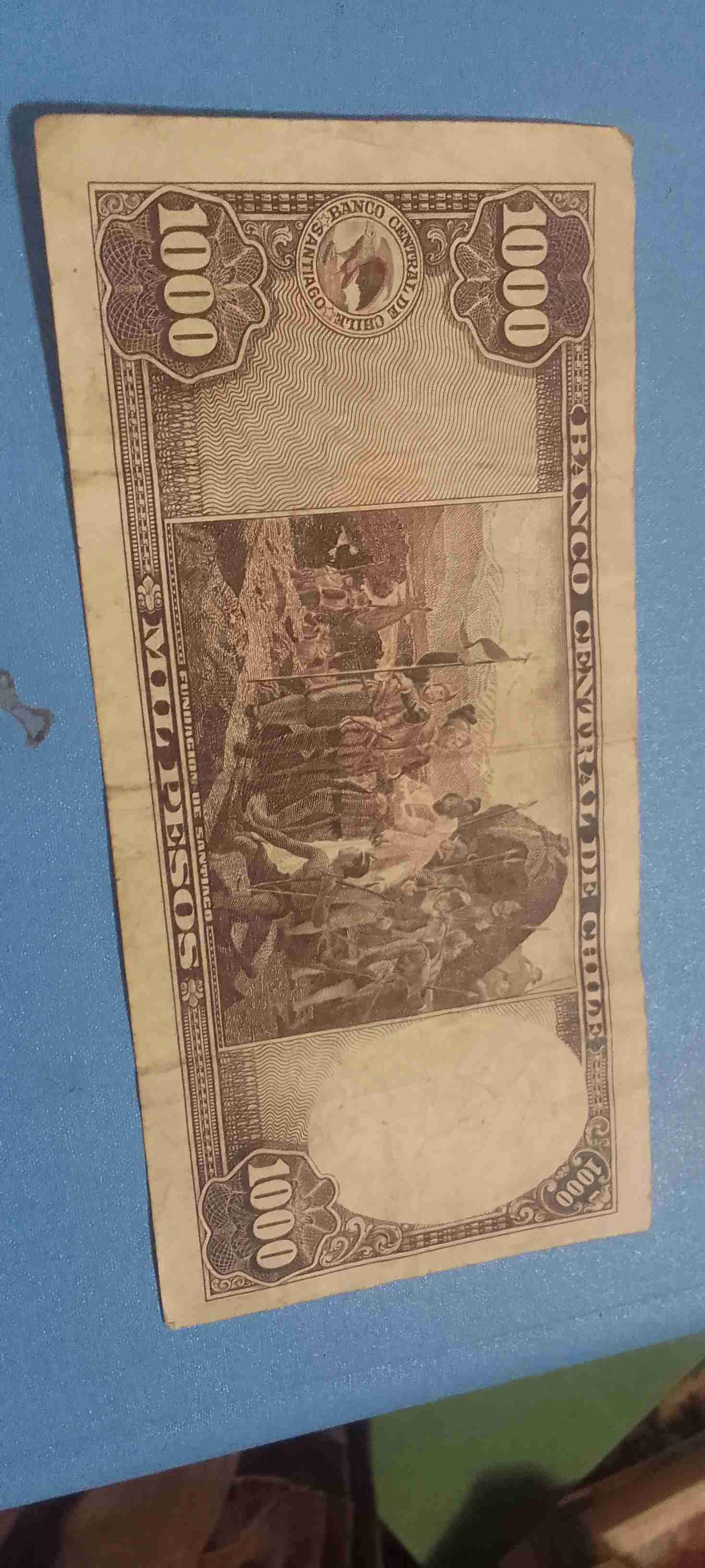 Billete antiguo de Chile 1000 pesos 1952-57 - miniatura 3