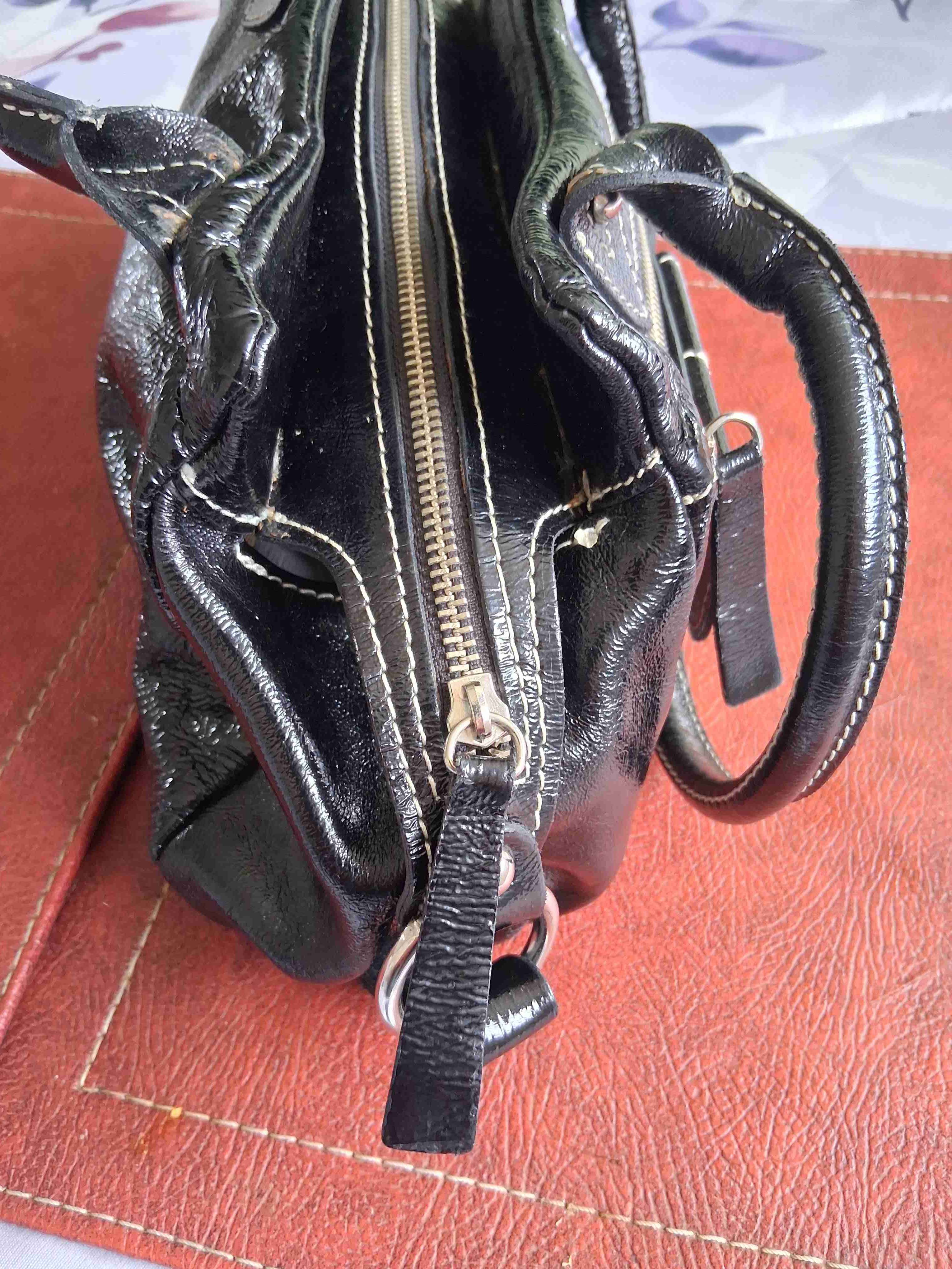 Cartera cuero argentino negra con bolsillos - miniatura 5