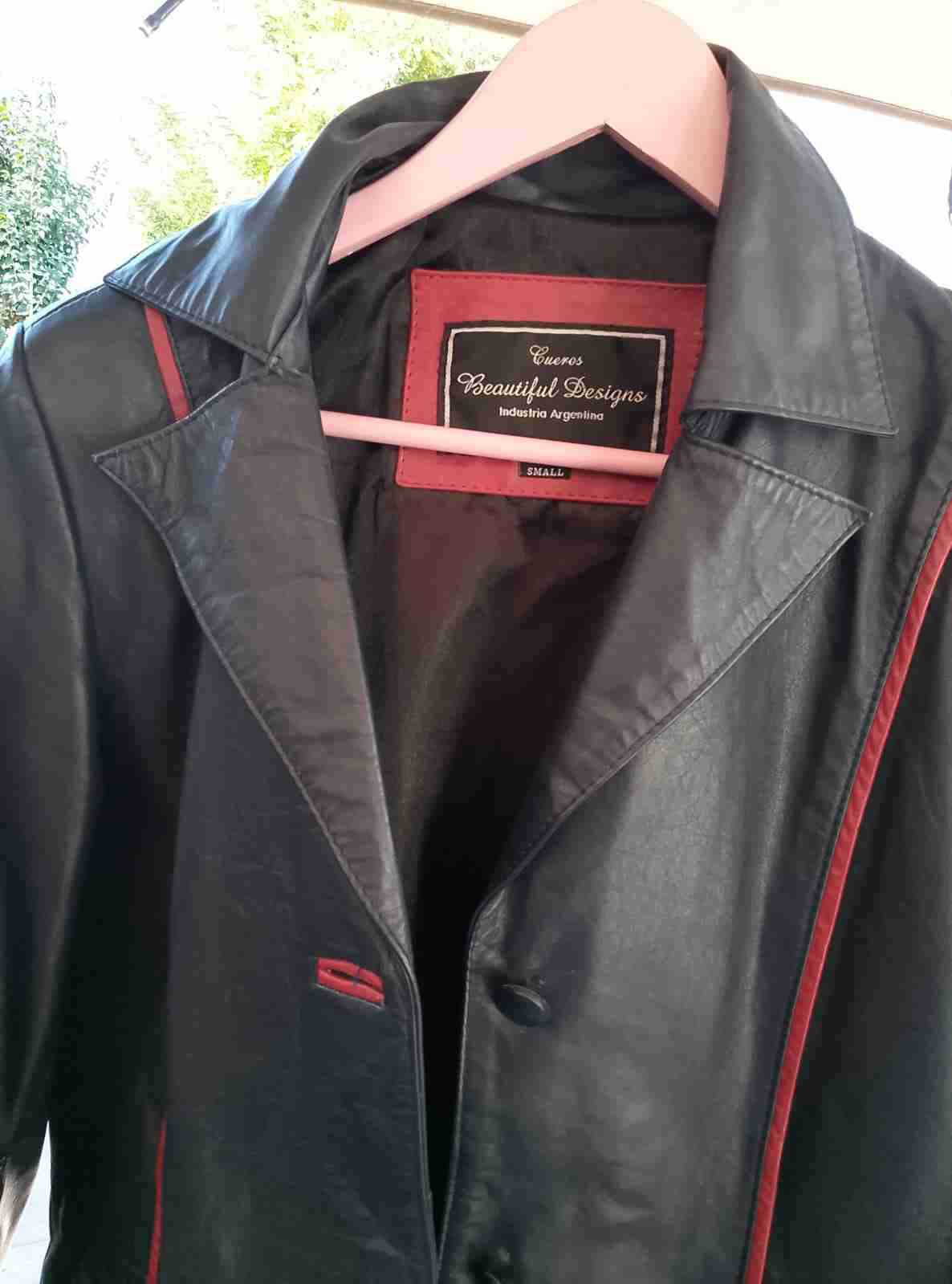 Abrigo largo de cuero negro talla s verdadero cuee - miniatura 6