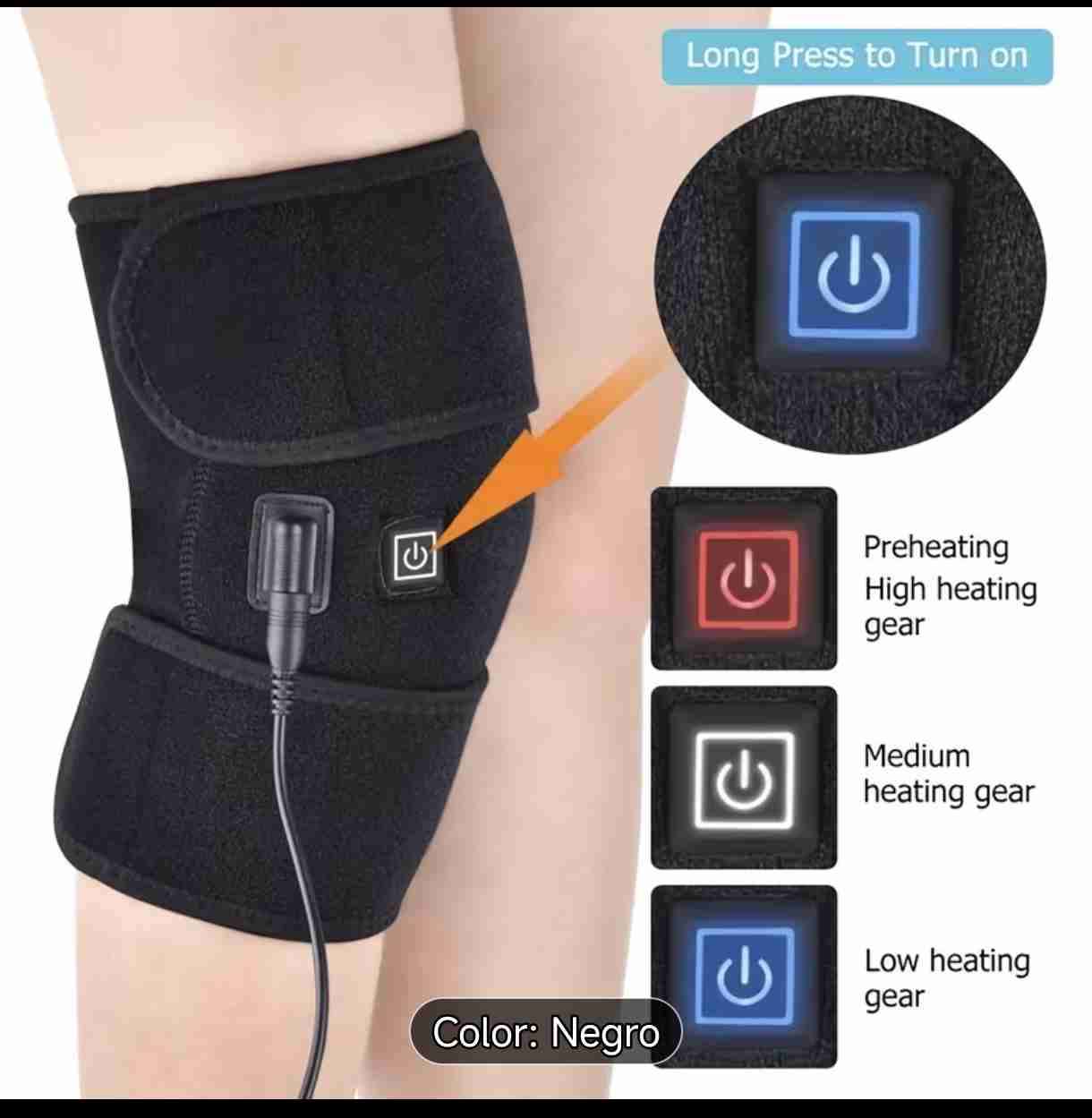 Rodillera térmica negra ajustable - miniatura 1