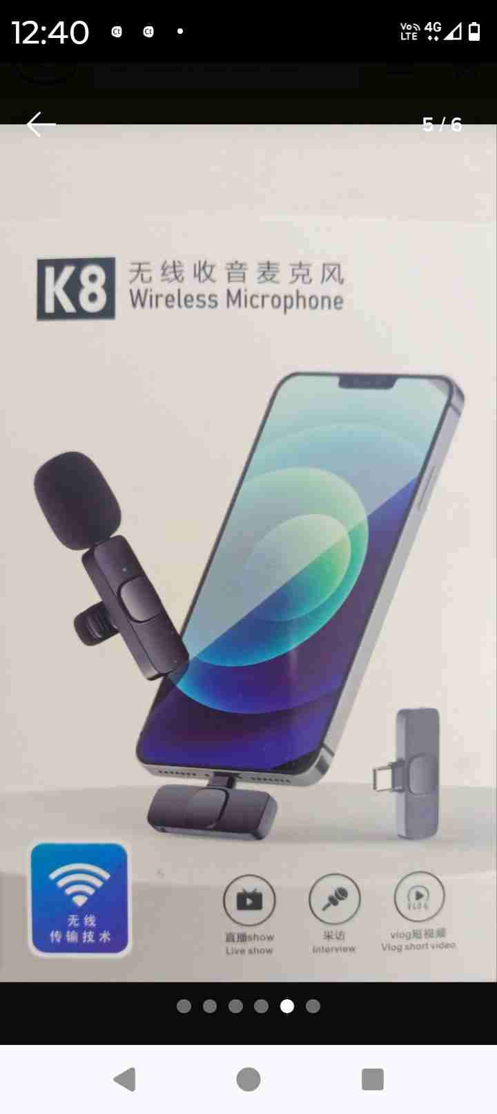 Micrófono inalámbrico Tipo C, K8 - miniatura 1