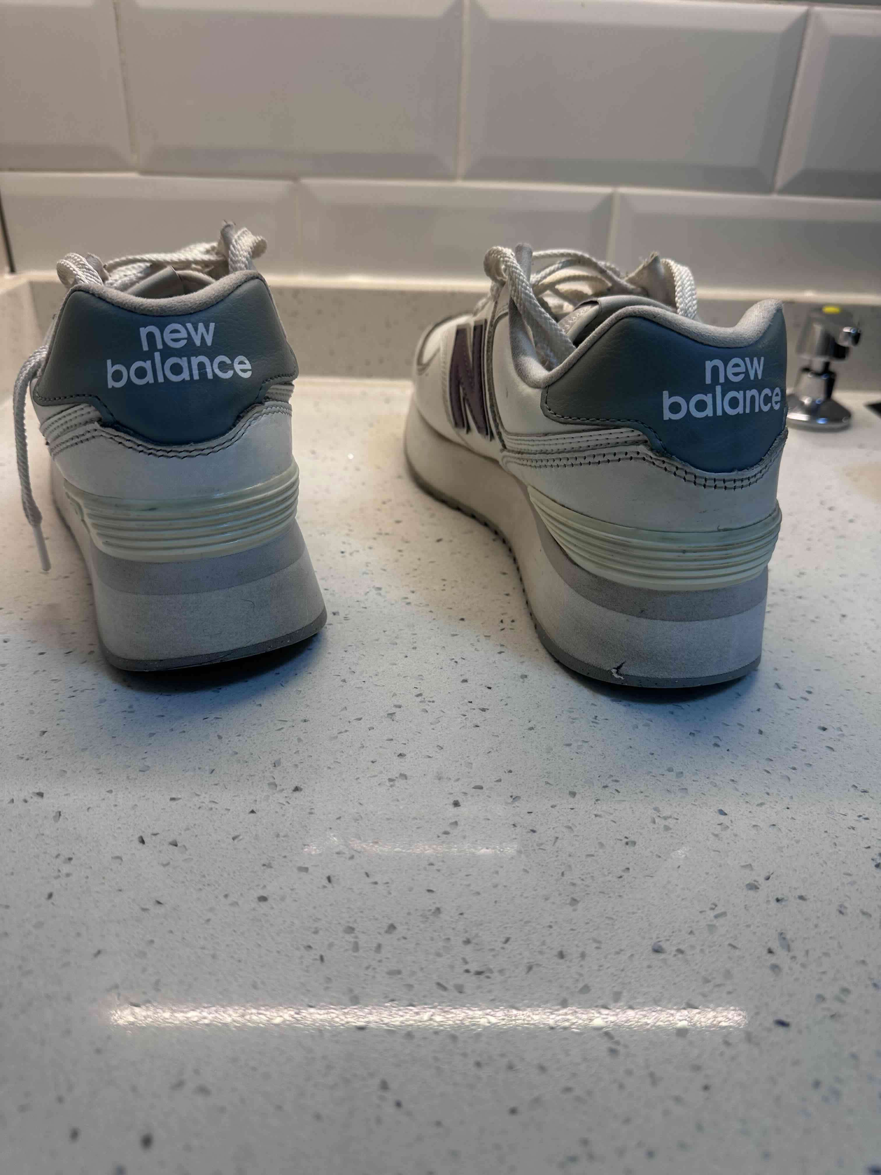 Zapatillas blancas cuero New Balance 574 - miniatura 2