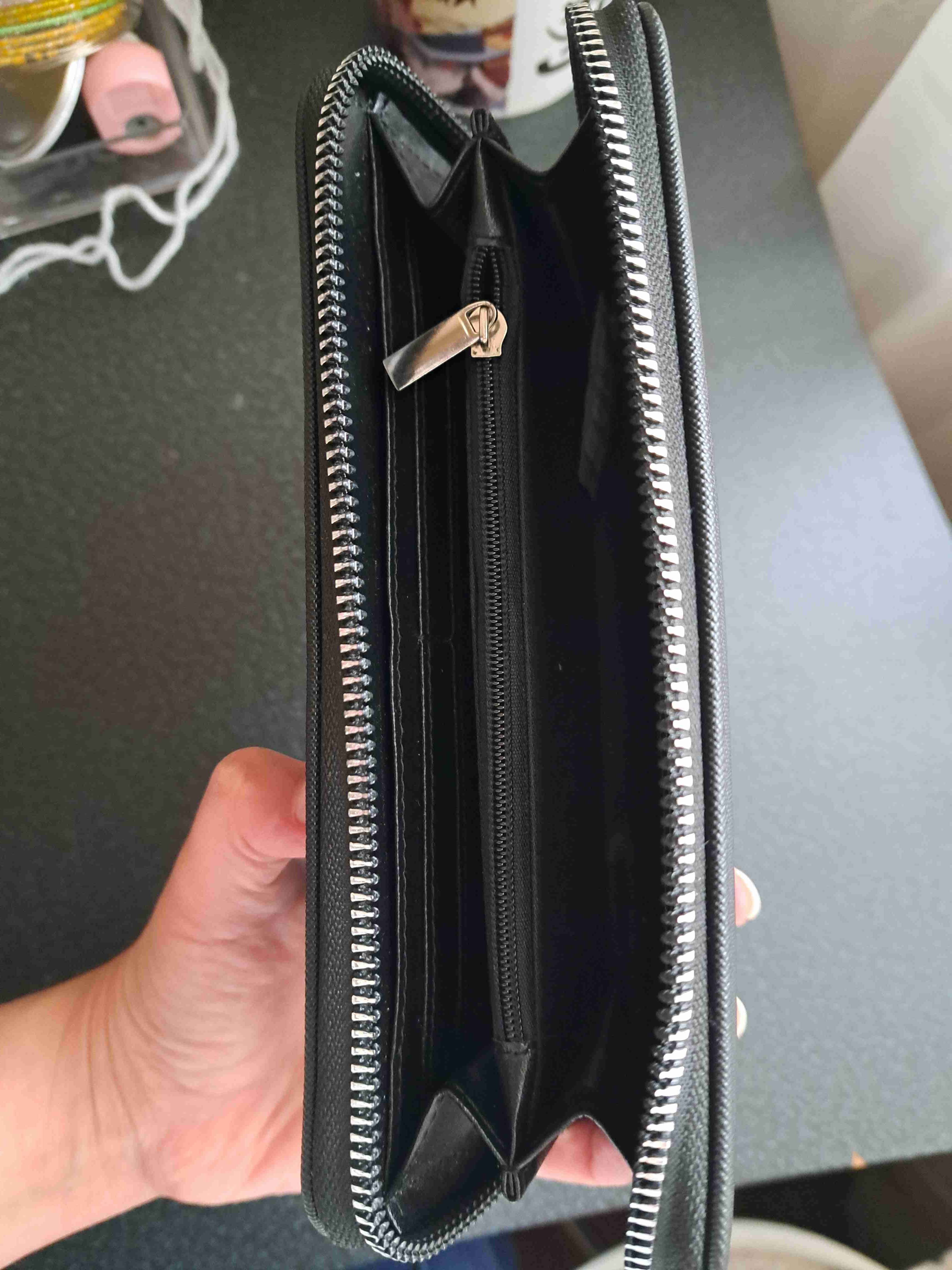 Billetera negra con cremallera + monedero - miniatura 5