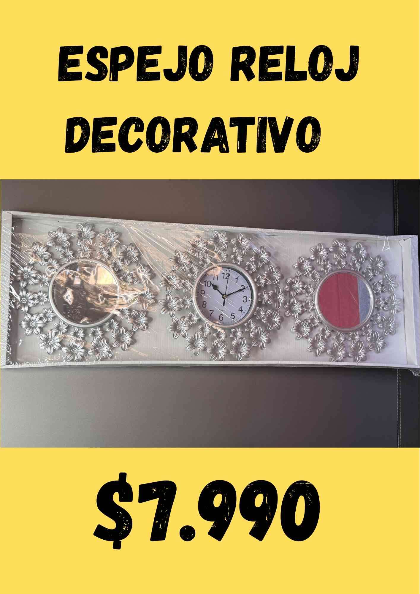 Espejo reloj decorativo