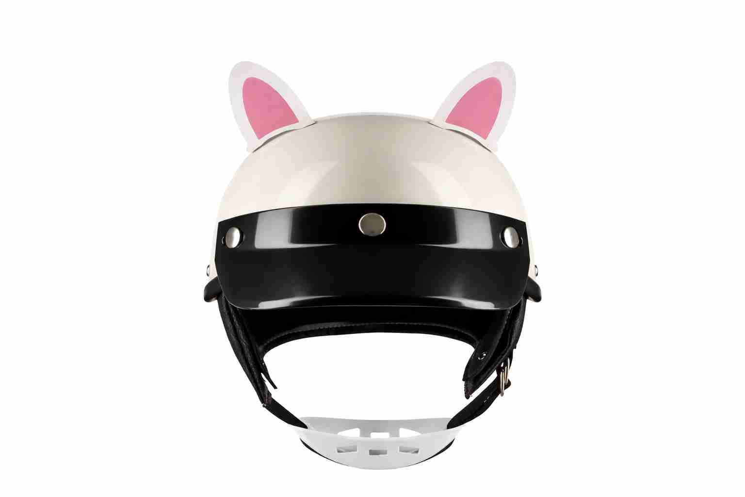 Casco de moto blanco orejas de gato - miniatura 2