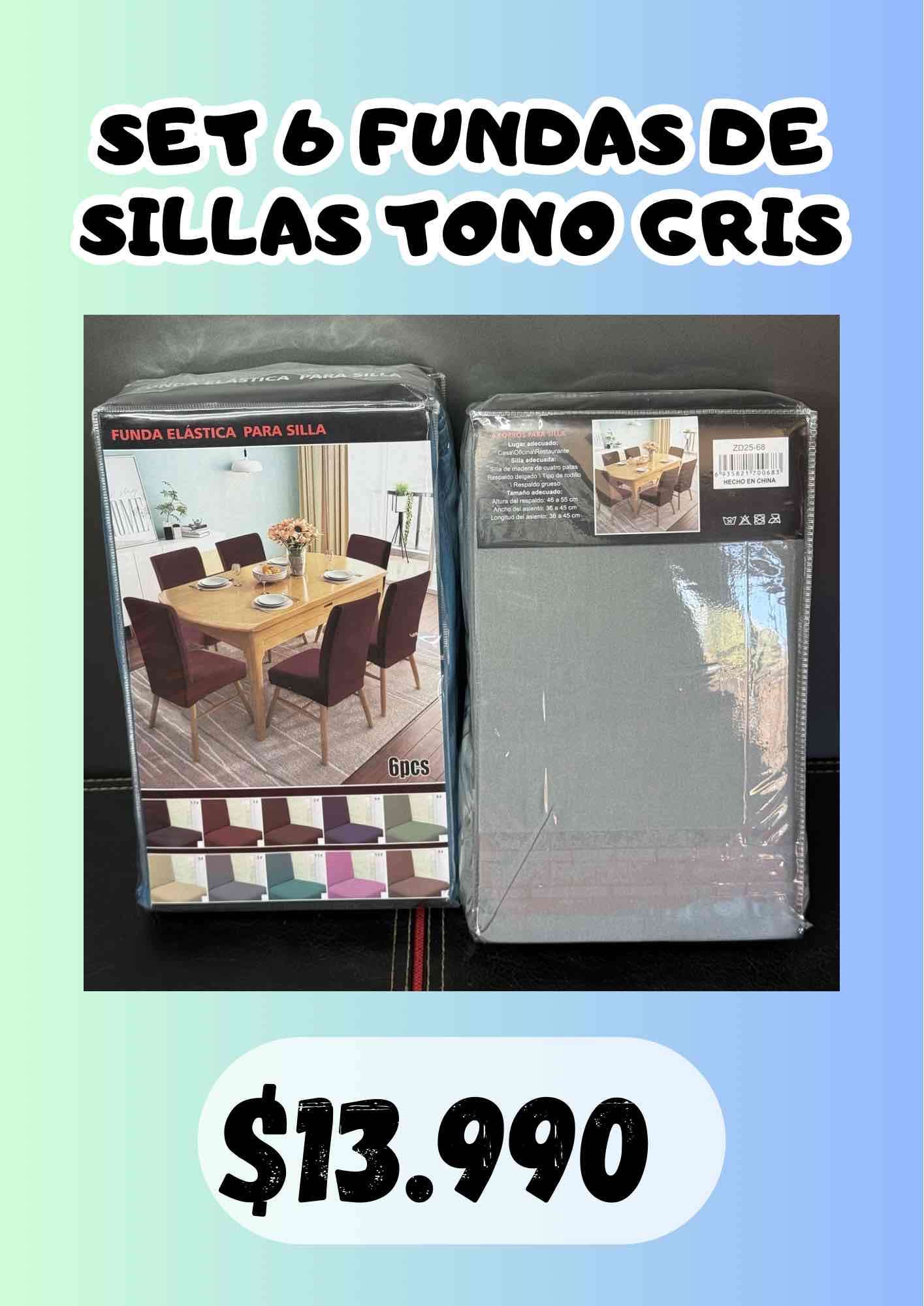 Set de 6 fundas elásticas grises