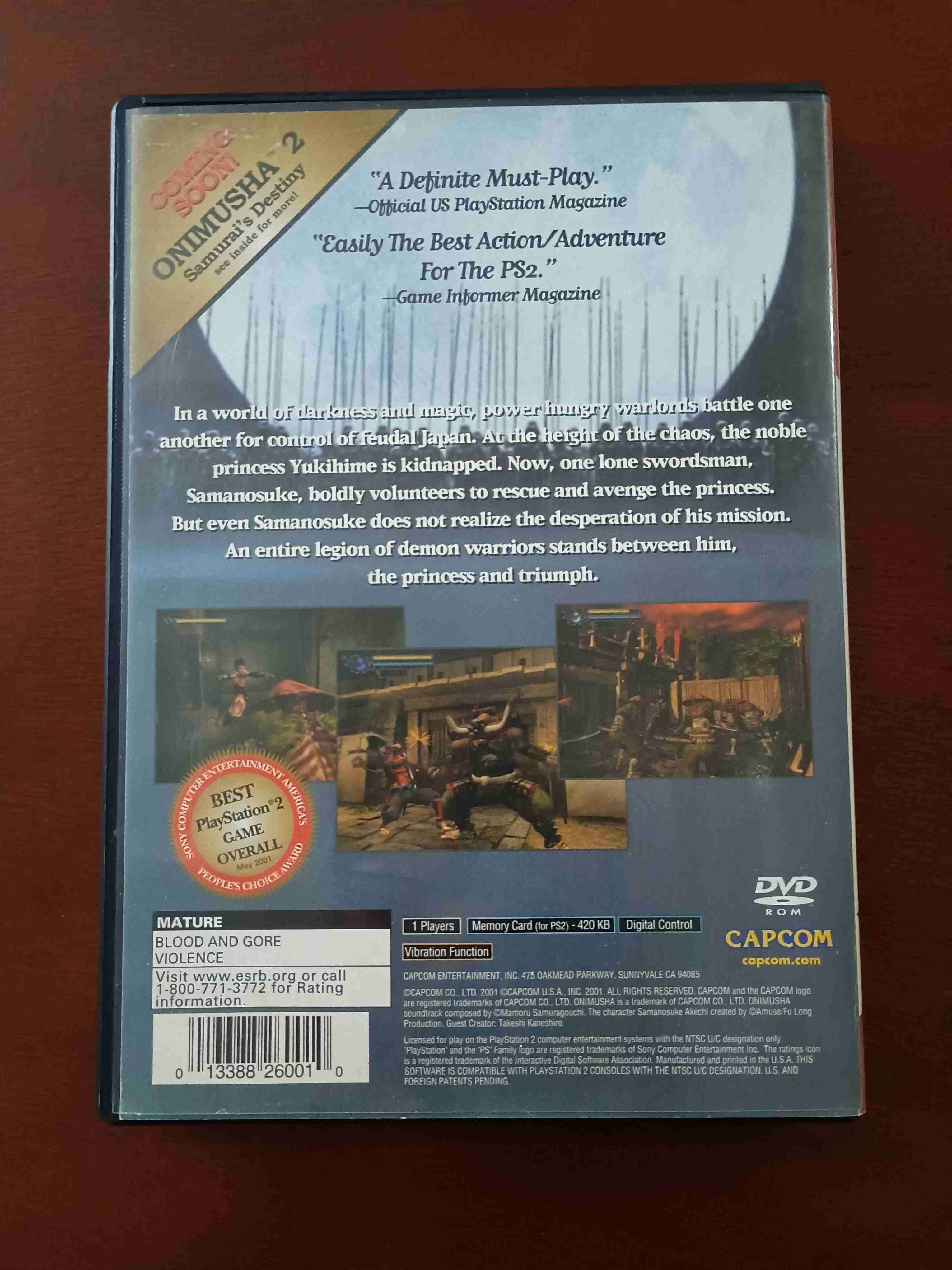 Onimusha Warlords Ps2 Original + Memory Card - miniatura 3