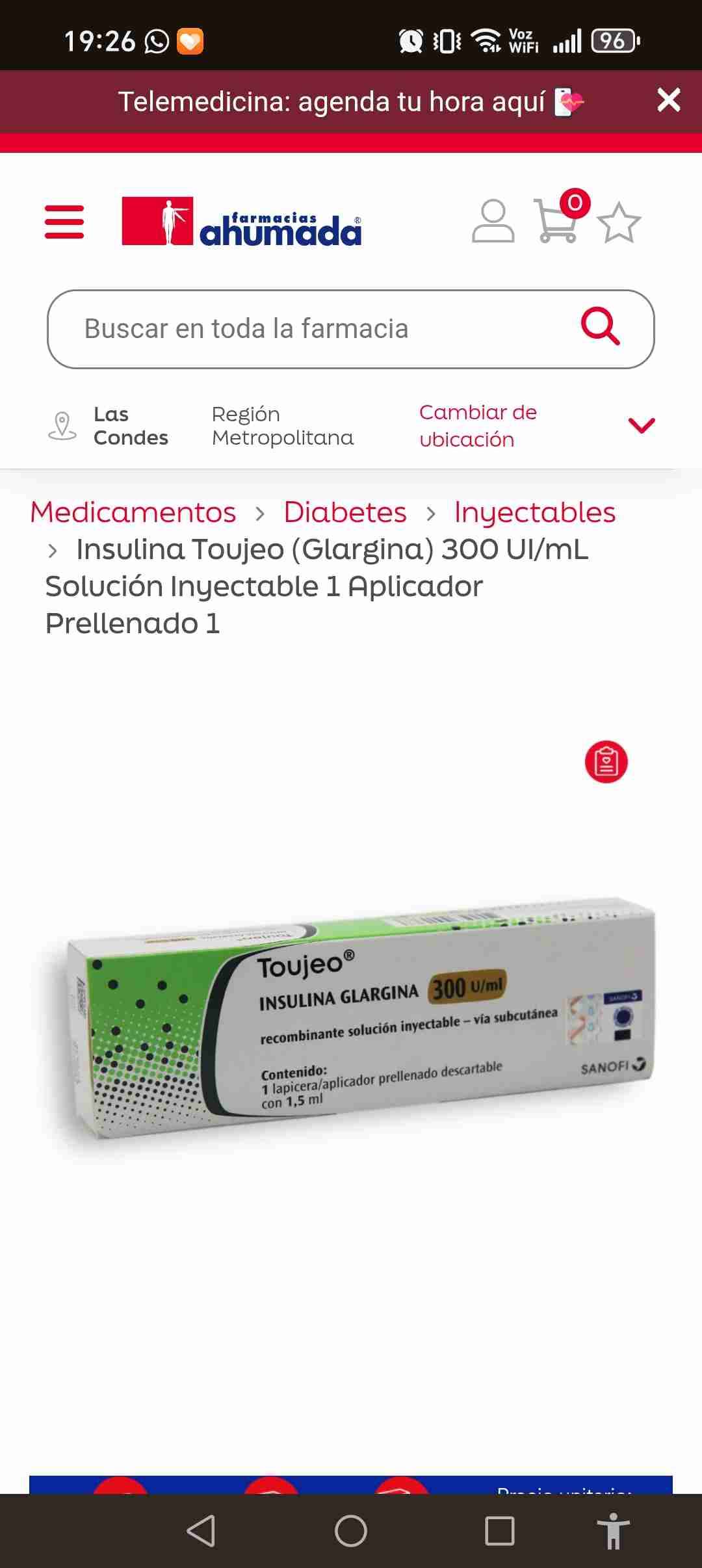 Insulina Toujeo Glargina 300 UI/ml - miniatura 1