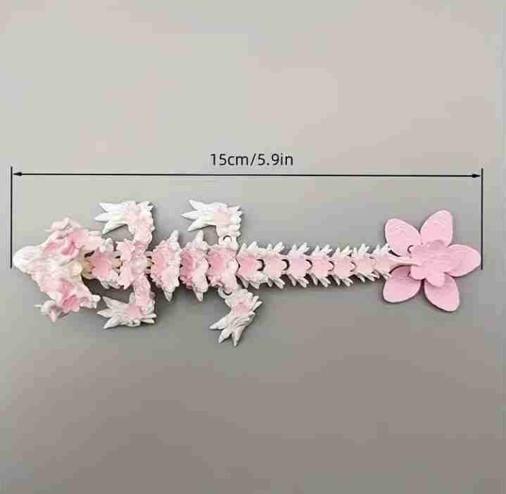 Dragón decorativo 3D de Sakura - blanco y rosa - miniatura 2