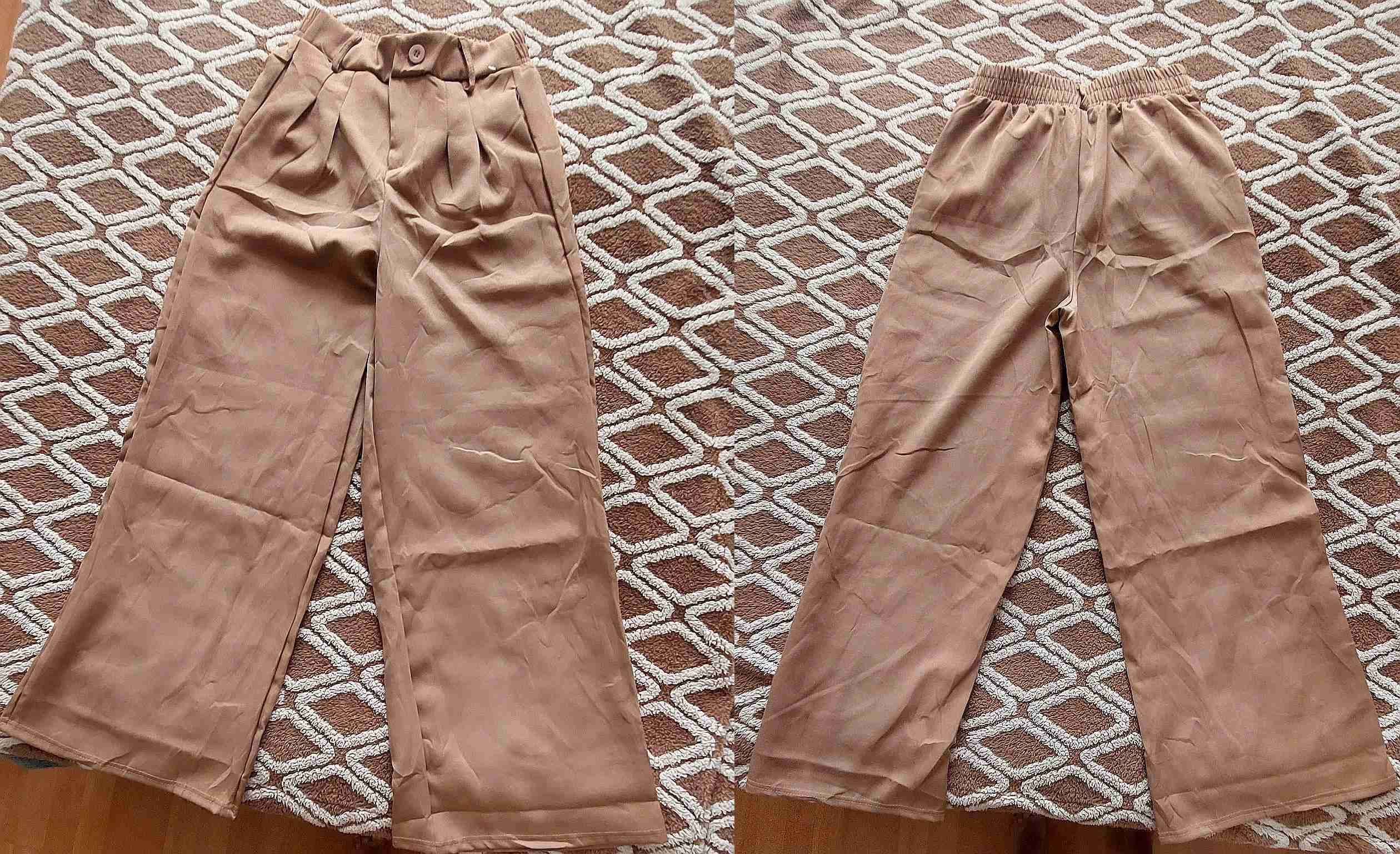 Pantalones beige de pierna ancha - miniatura 2