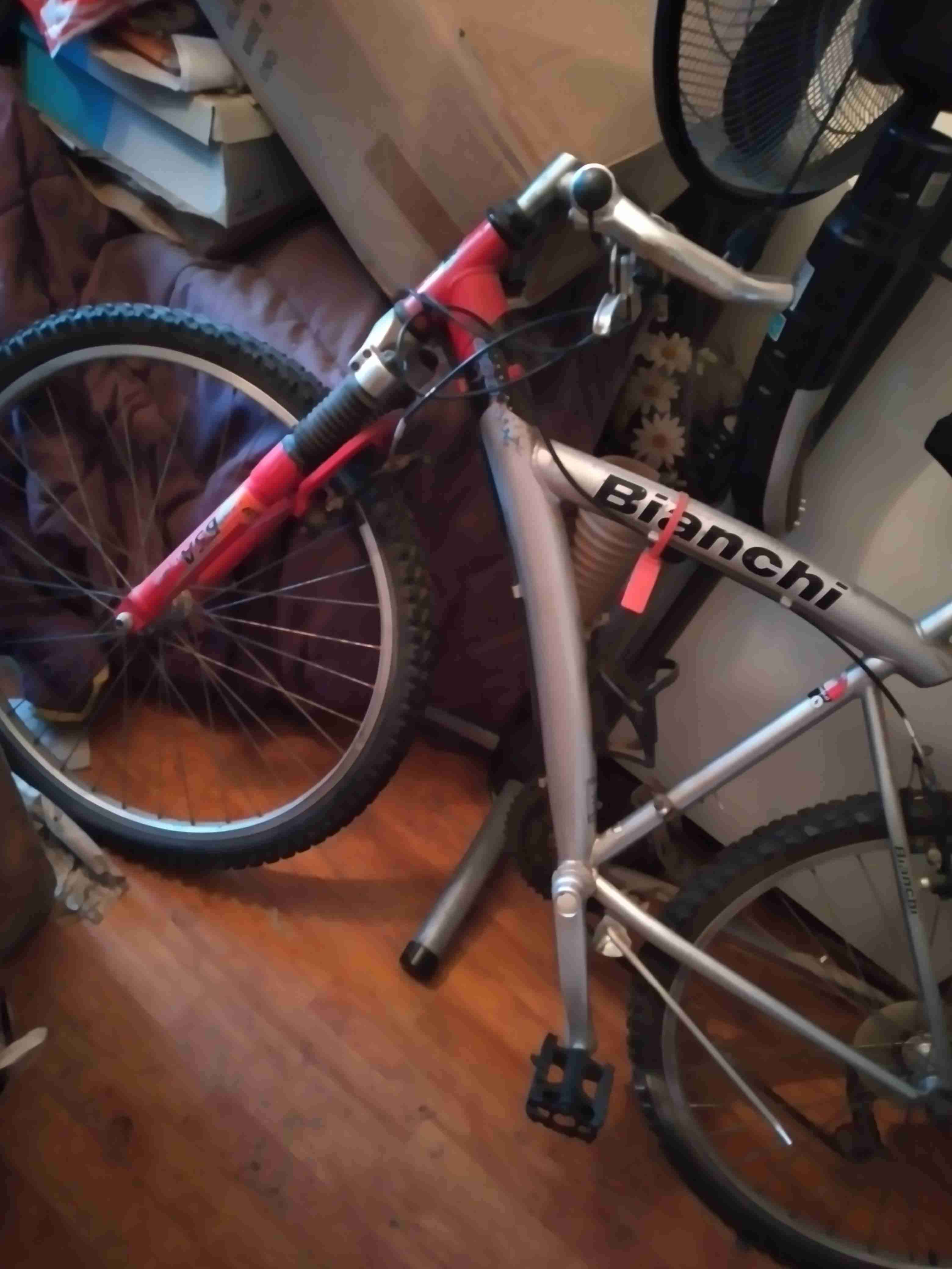 Bicicleta montaña Bianchi plateado y rojo - miniatura 2