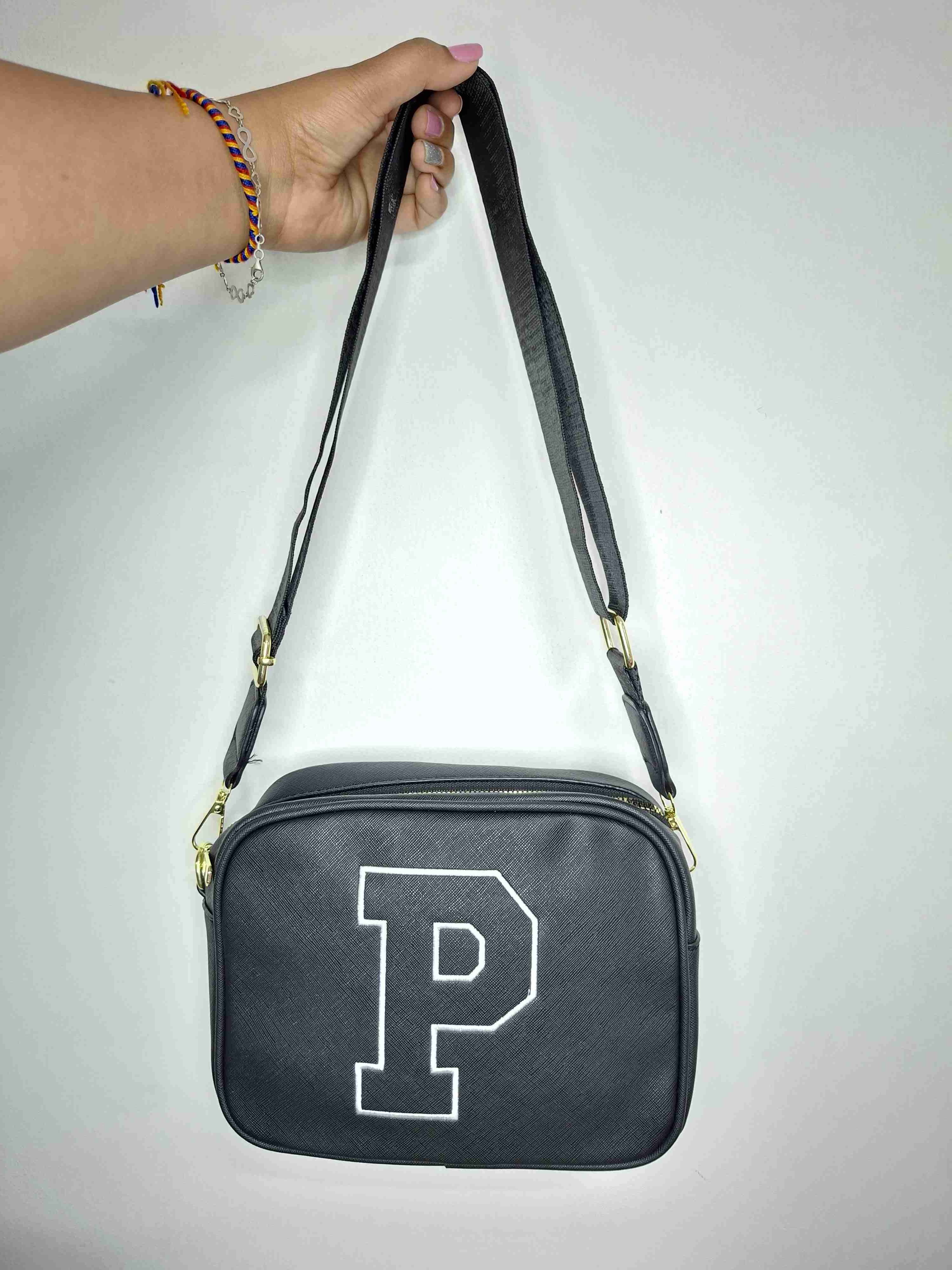 Bandolera rosa/beige/negra con letra P - miniatura 2