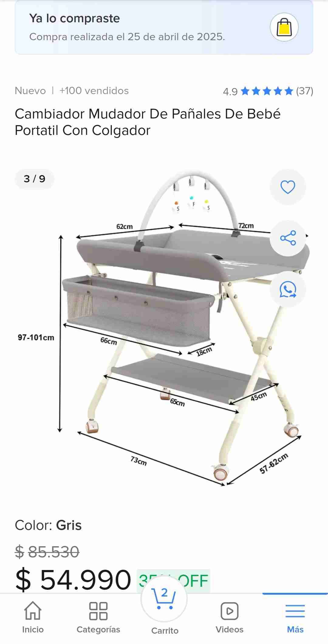 Cambiador mudador portátil para bebé - miniatura 2