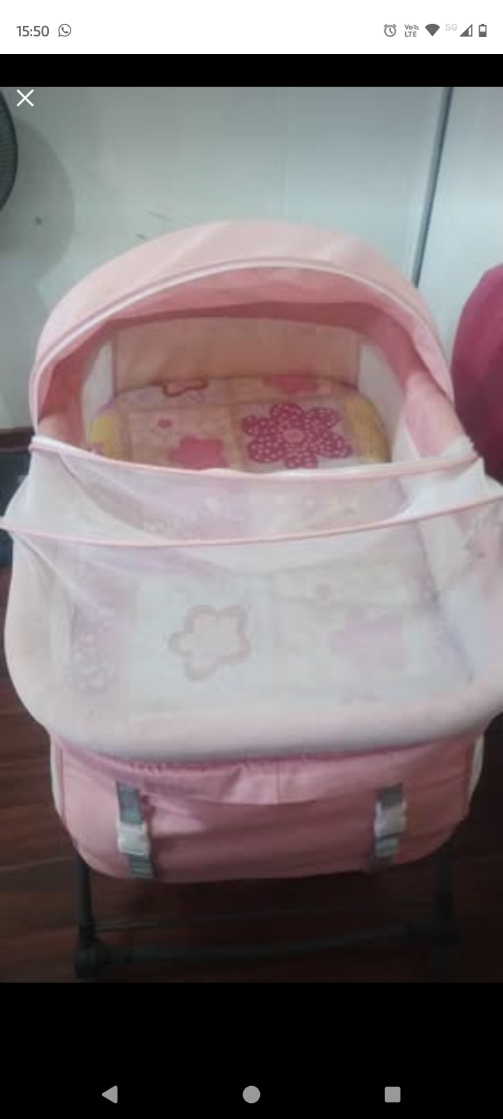 Cuna moisés rosa para bebé - miniatura 1