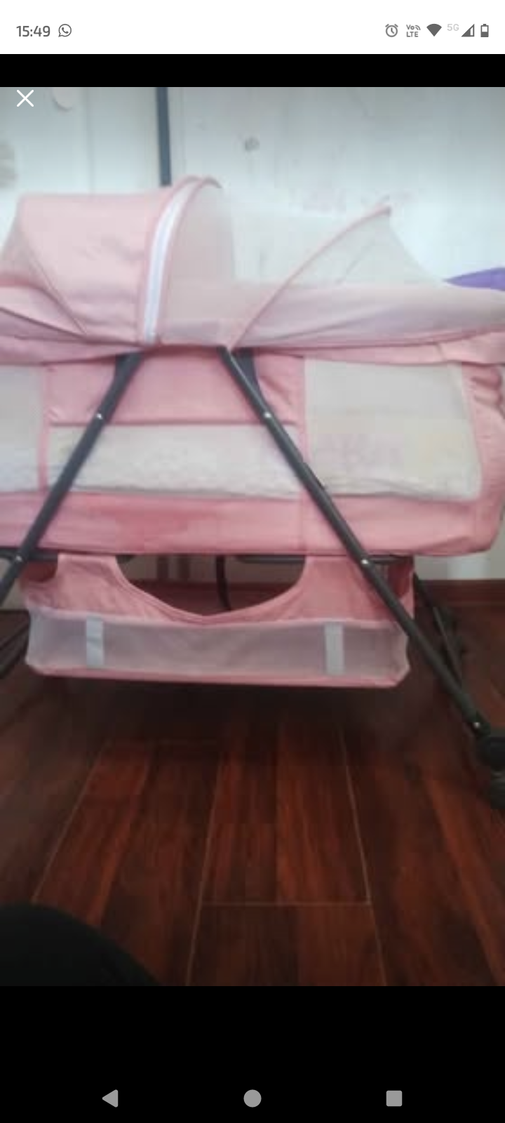 Cuna moisés rosa para bebé - miniatura 3