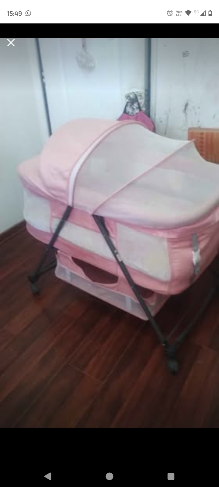 Cuna moisés rosa para bebé - miniatura 4