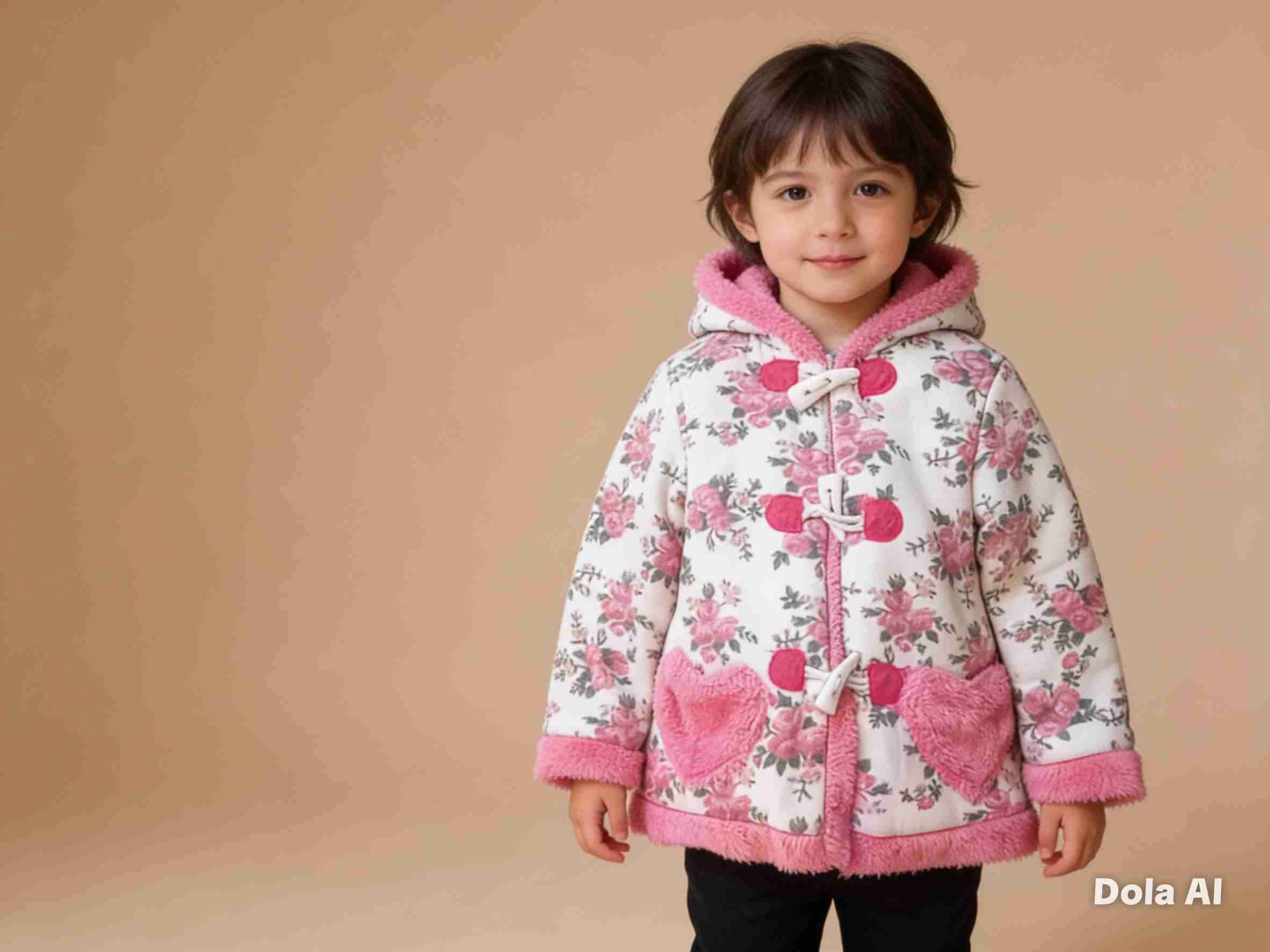 Abrigo floral con capucha para niña