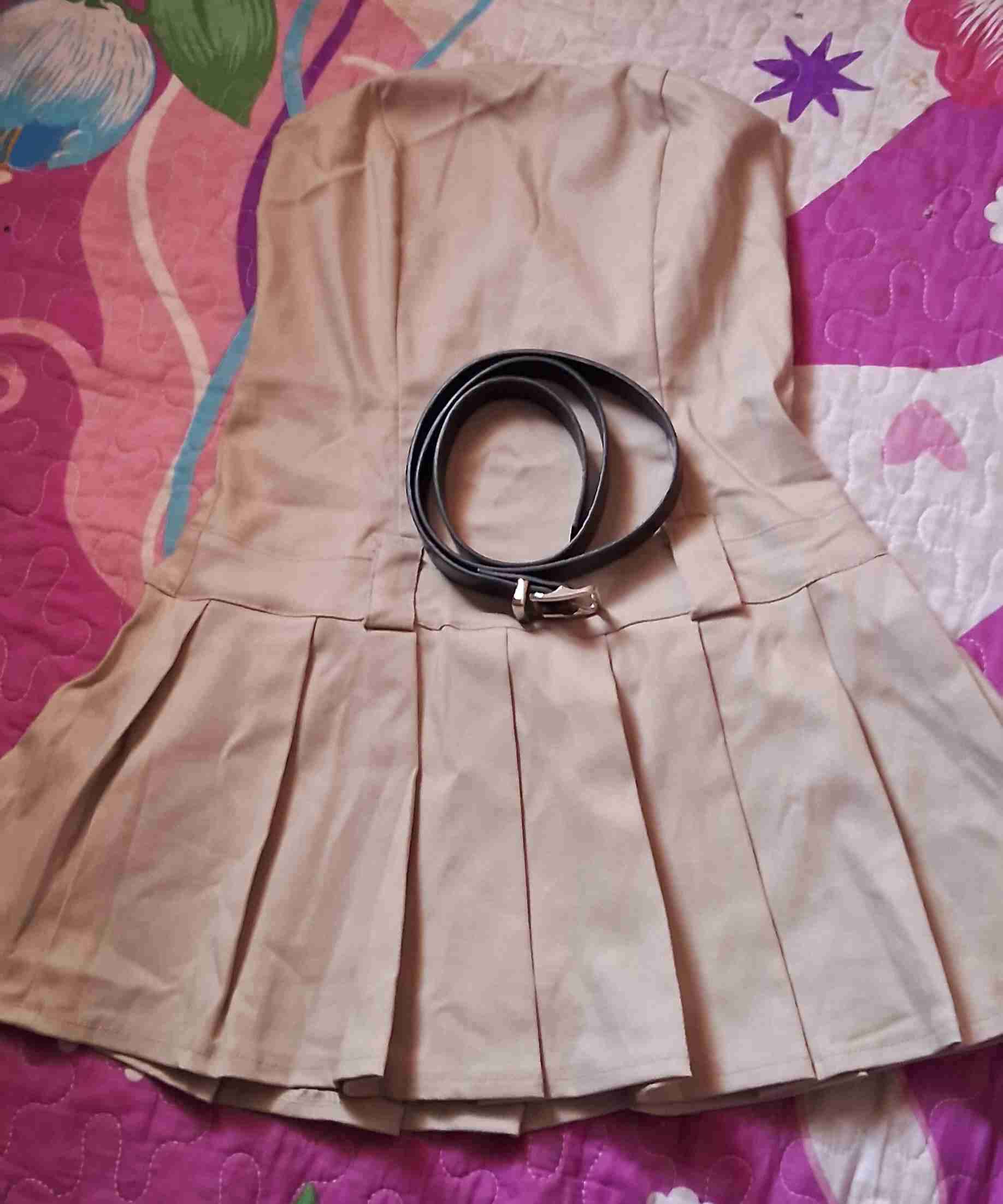 Vestido strapless beige albaricoque - miniatura 3