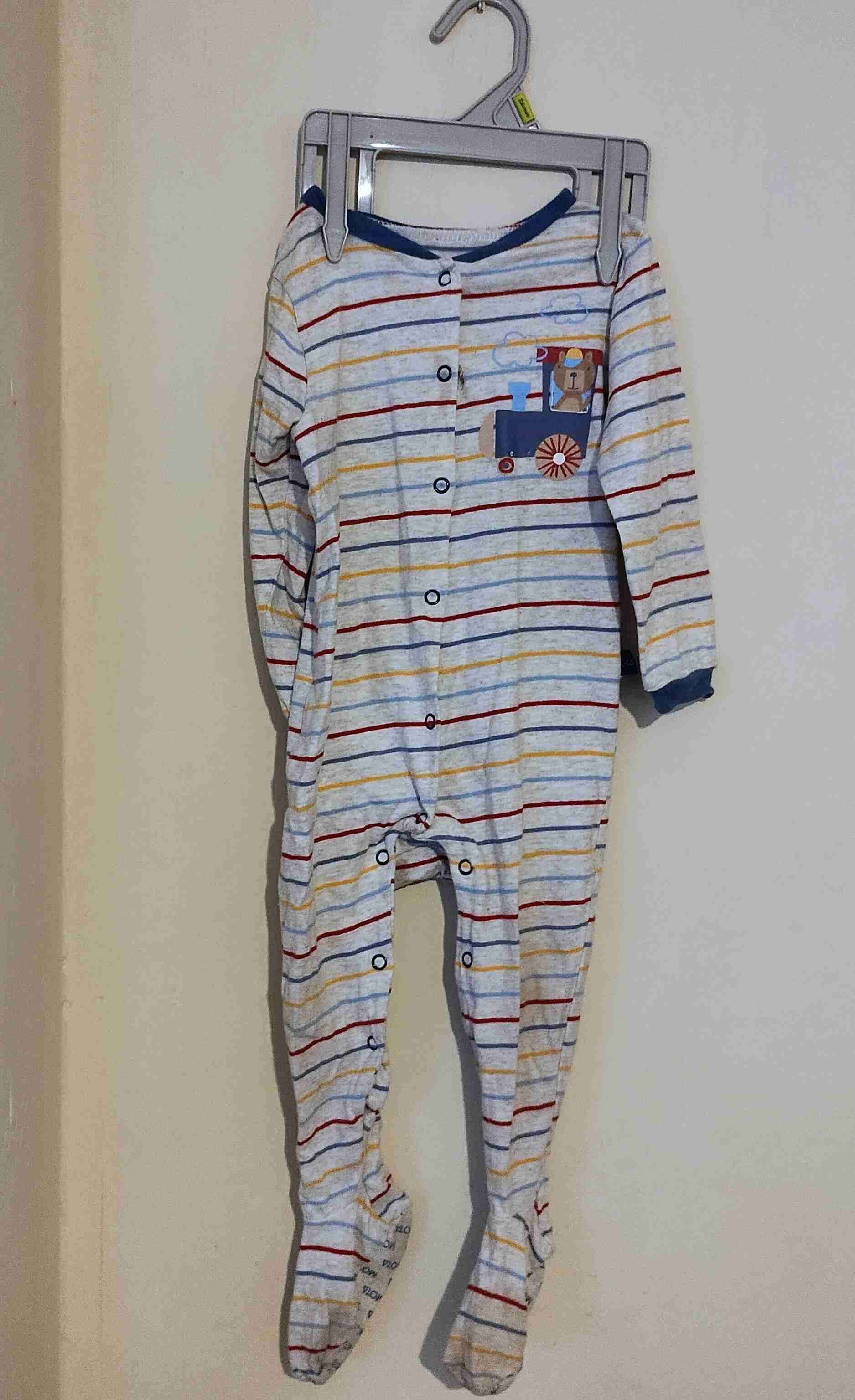 1 par de Pijama de bebé rayado - miniatura 3