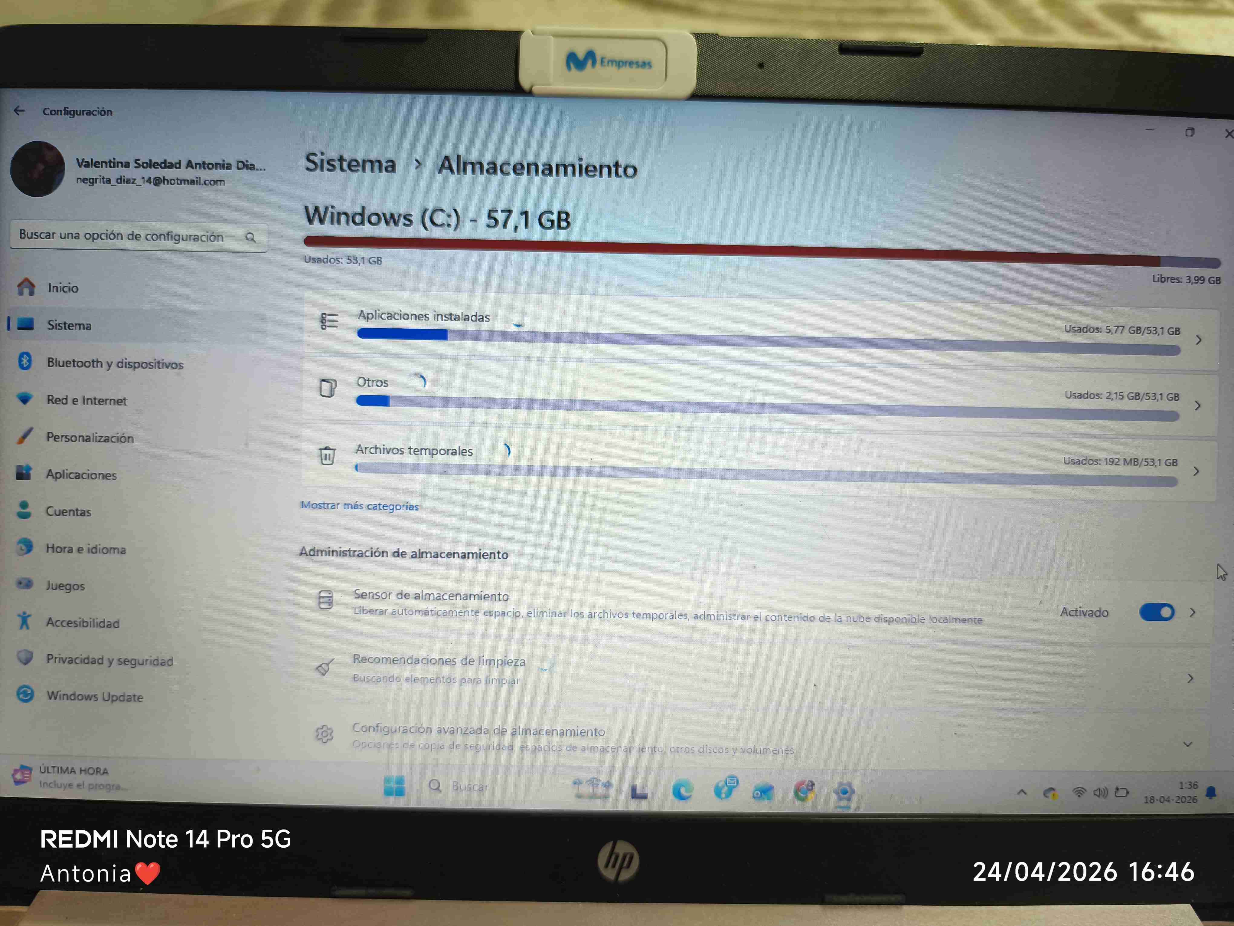 Laptop HP pantalla configurada - miniatura 1