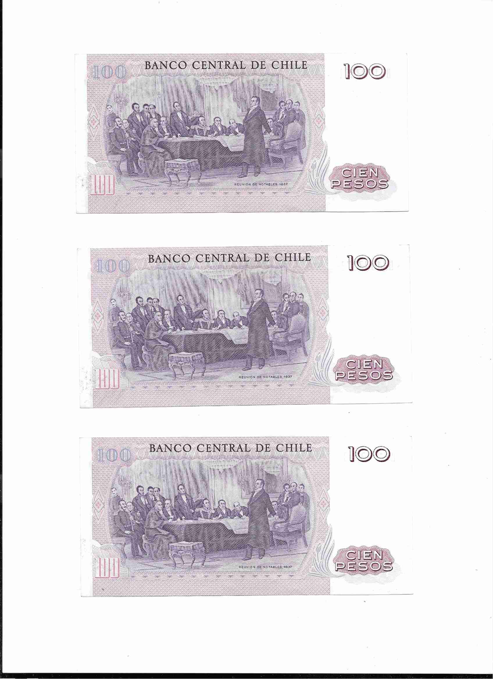 Billetes antiguos de 100 pesos chilenos - miniatura 2