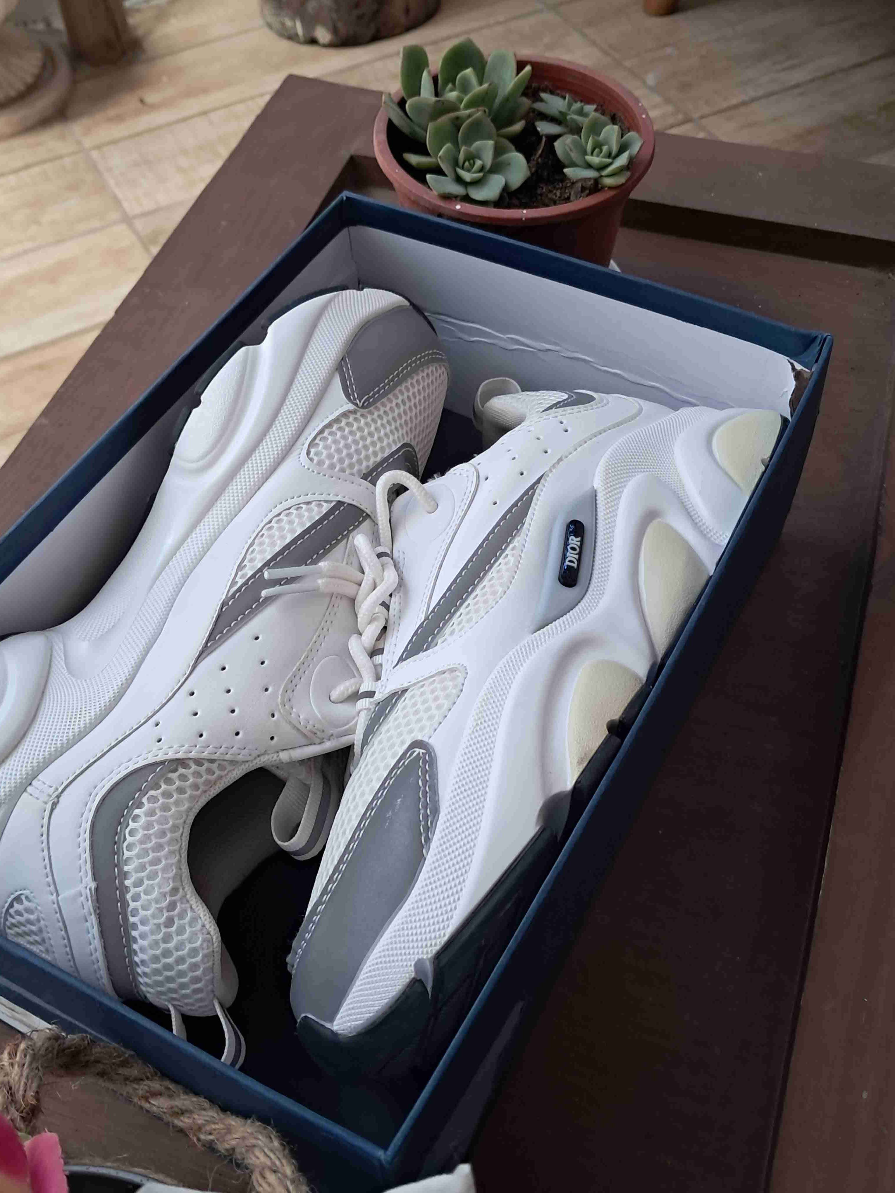 Zapatillas blancas estilo dior b22 - miniatura 2