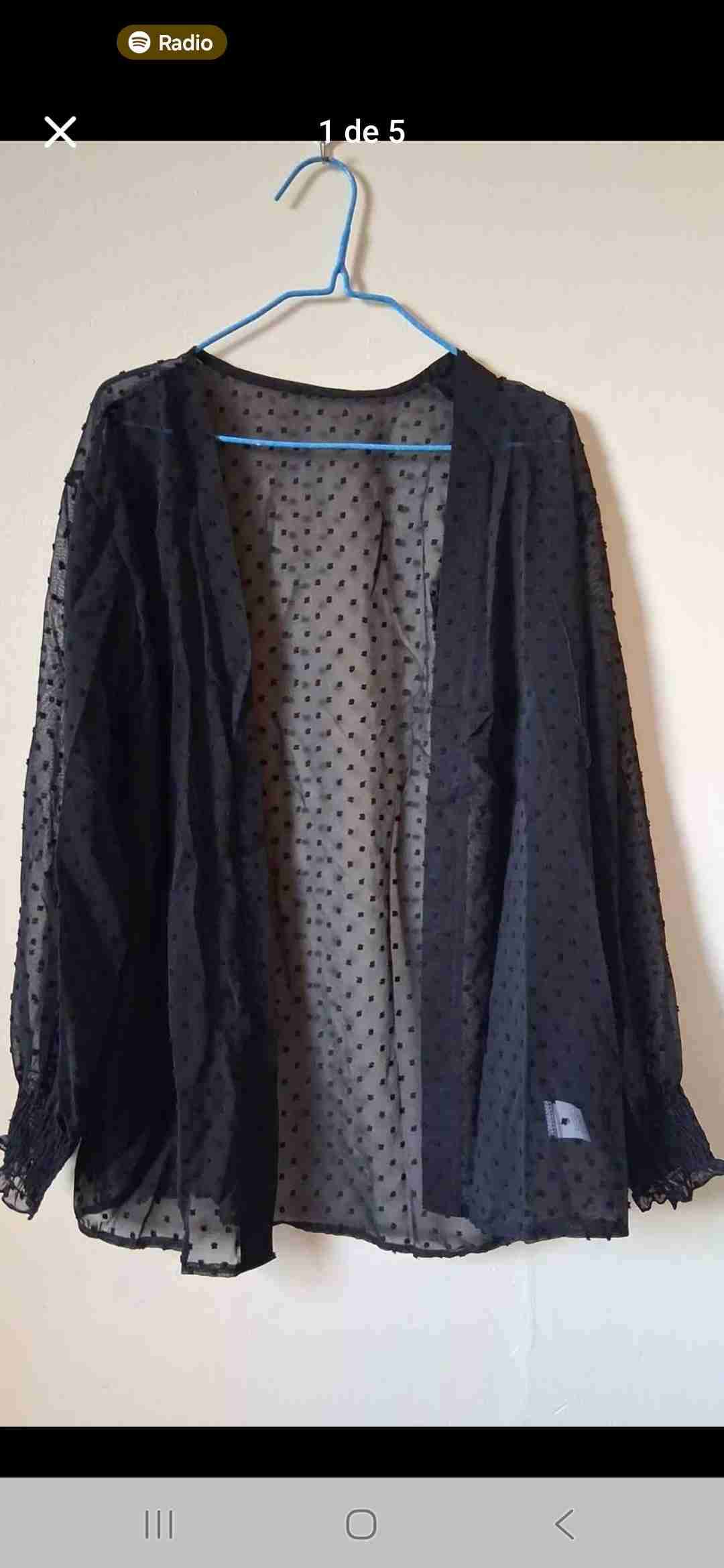 Blusa negra transparente a lunares - miniatura 2