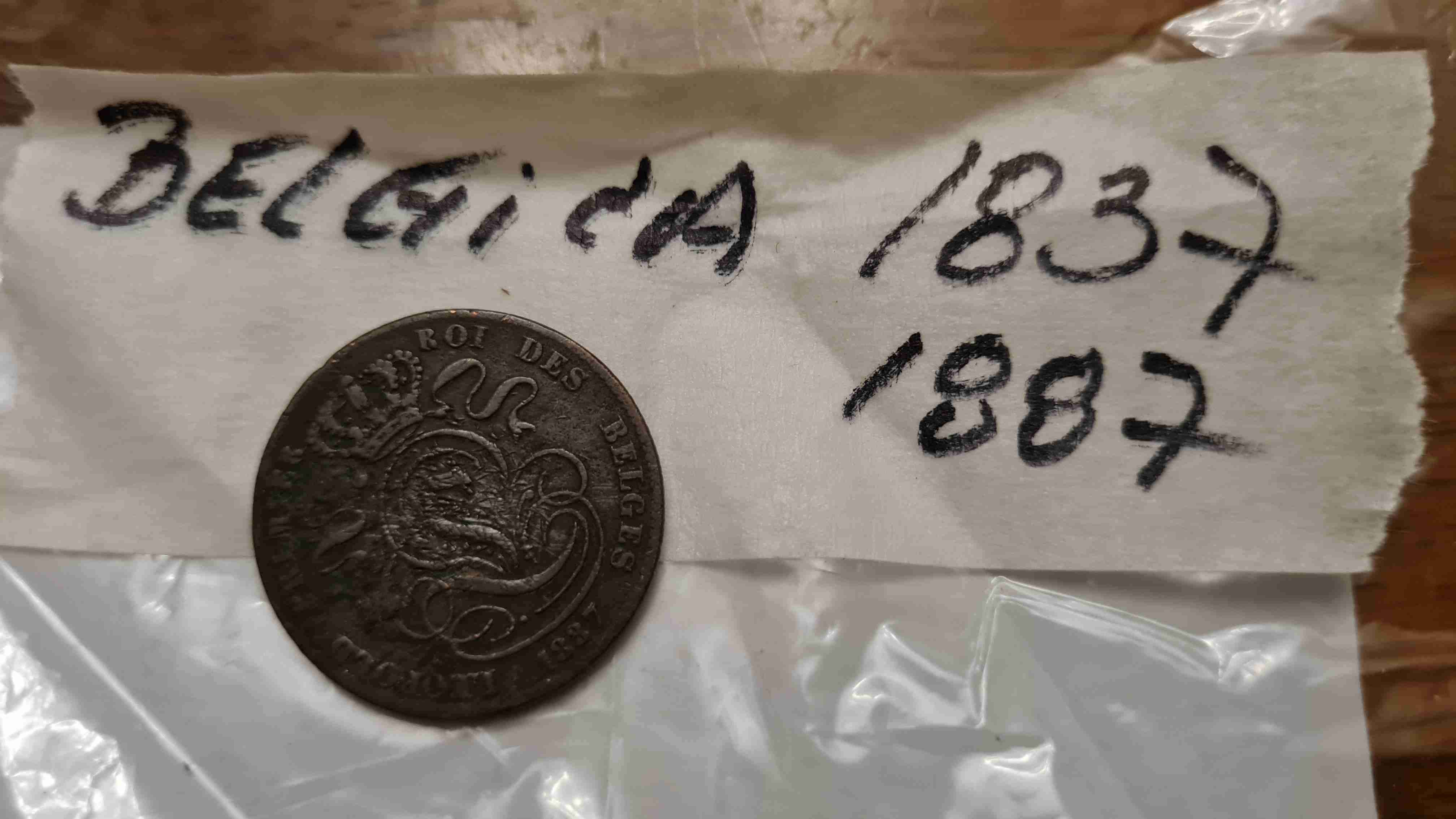 Moneda antigua Bélgica 1837 - miniatura 2