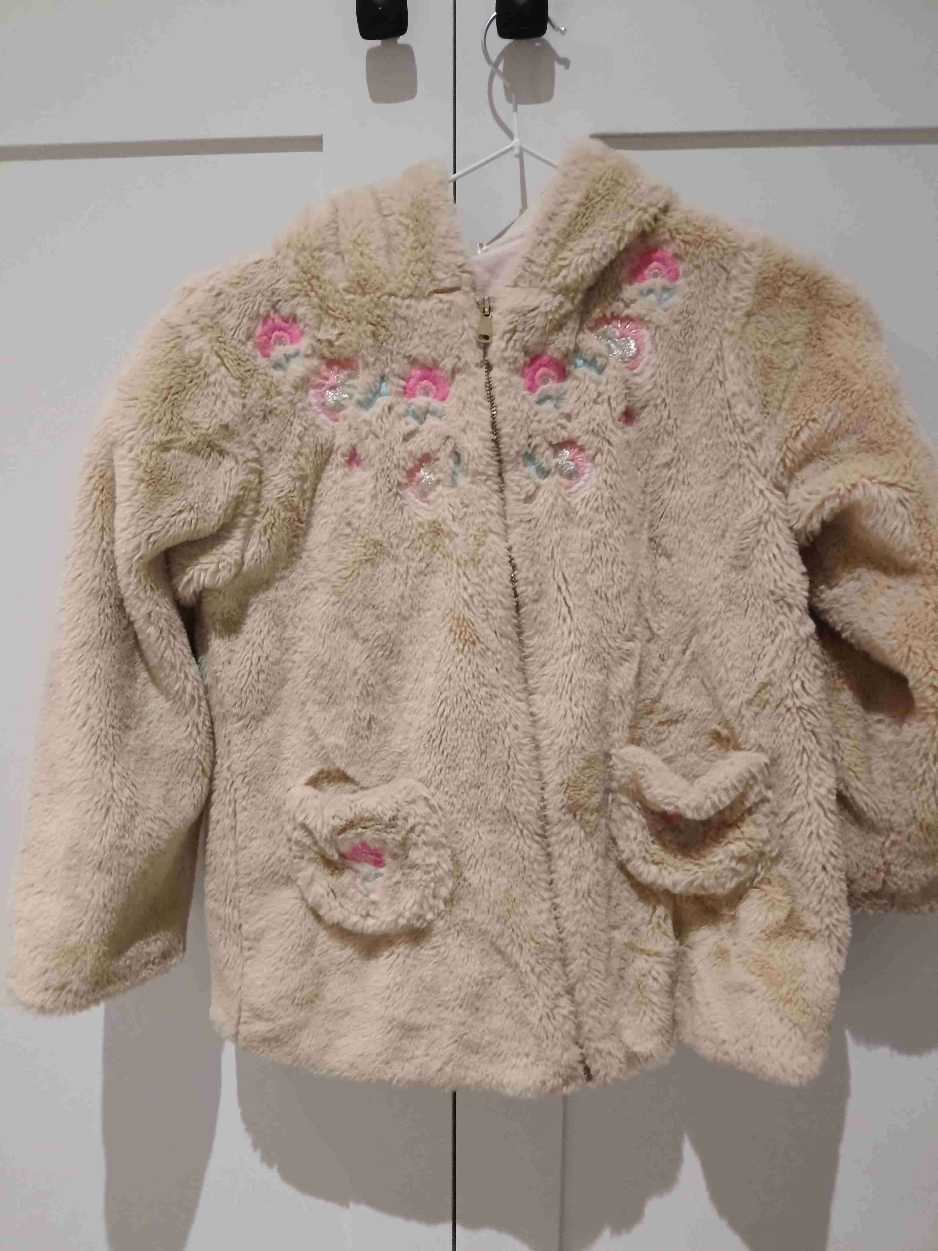 Chaqueta de peluche infantil beige - miniatura 1
